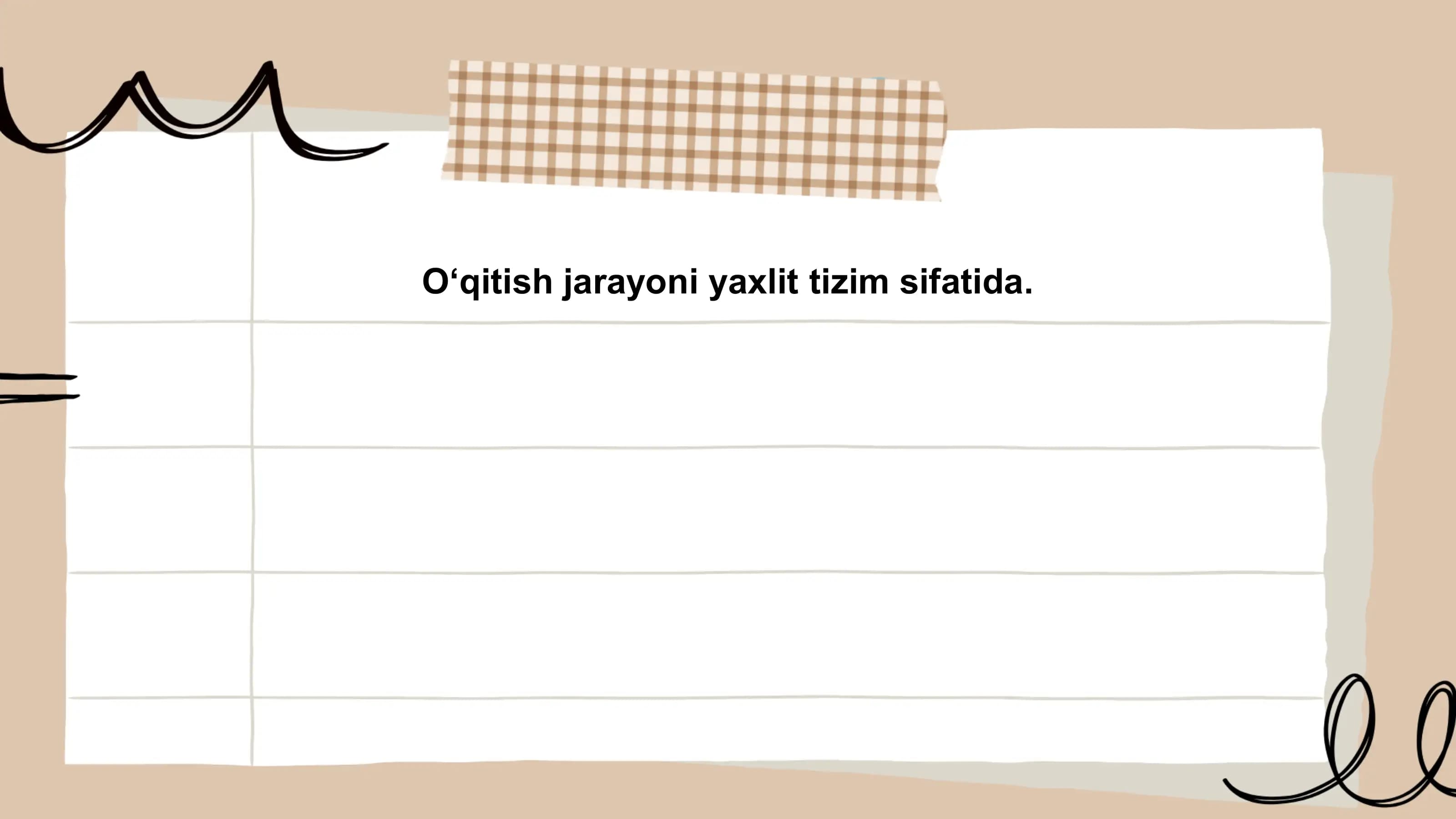 О‘qitish jarayoni yaxlit tizim