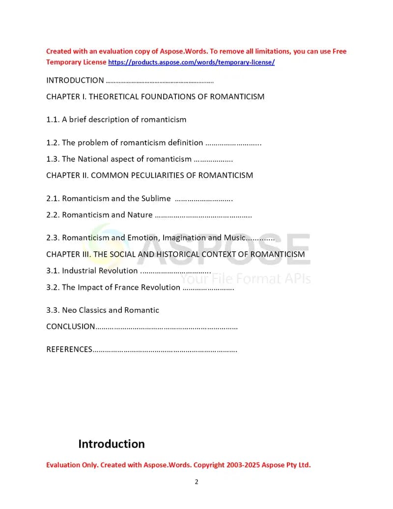 Theoretical Foundations and Peculiarities of Romanticism