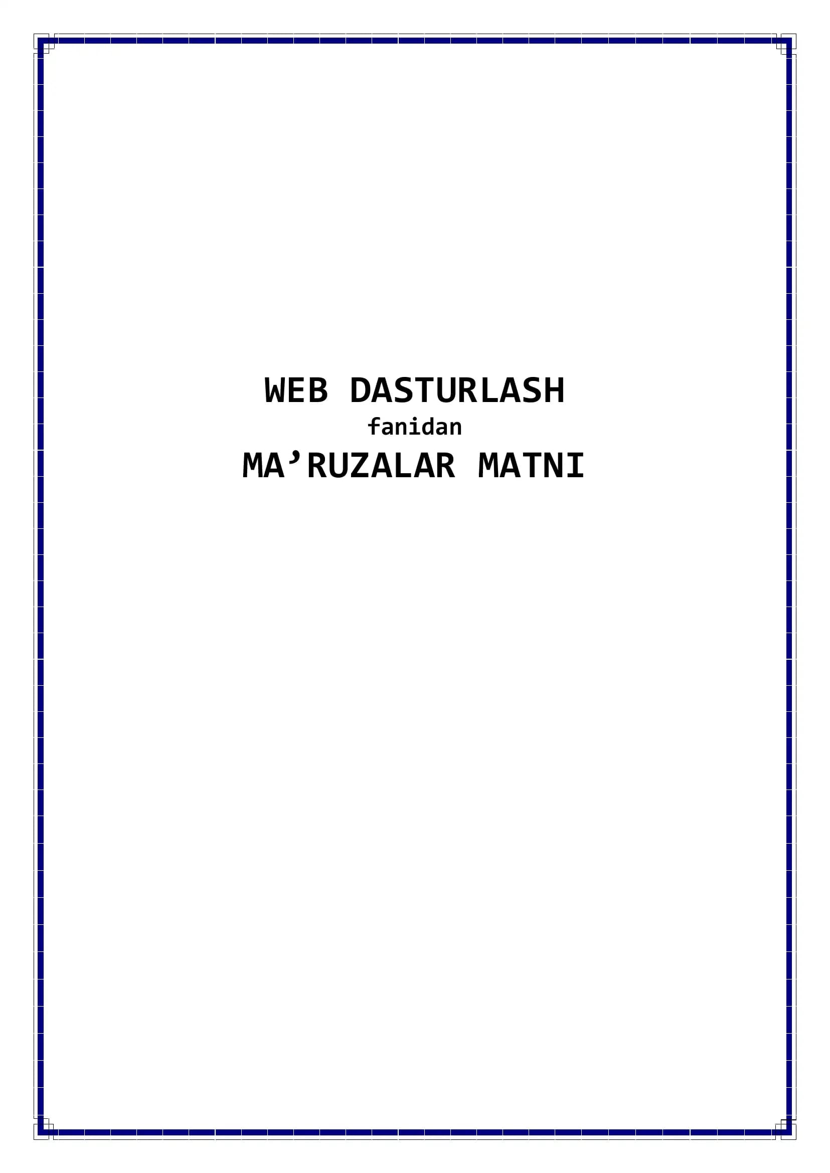 WEB DASTURLASH