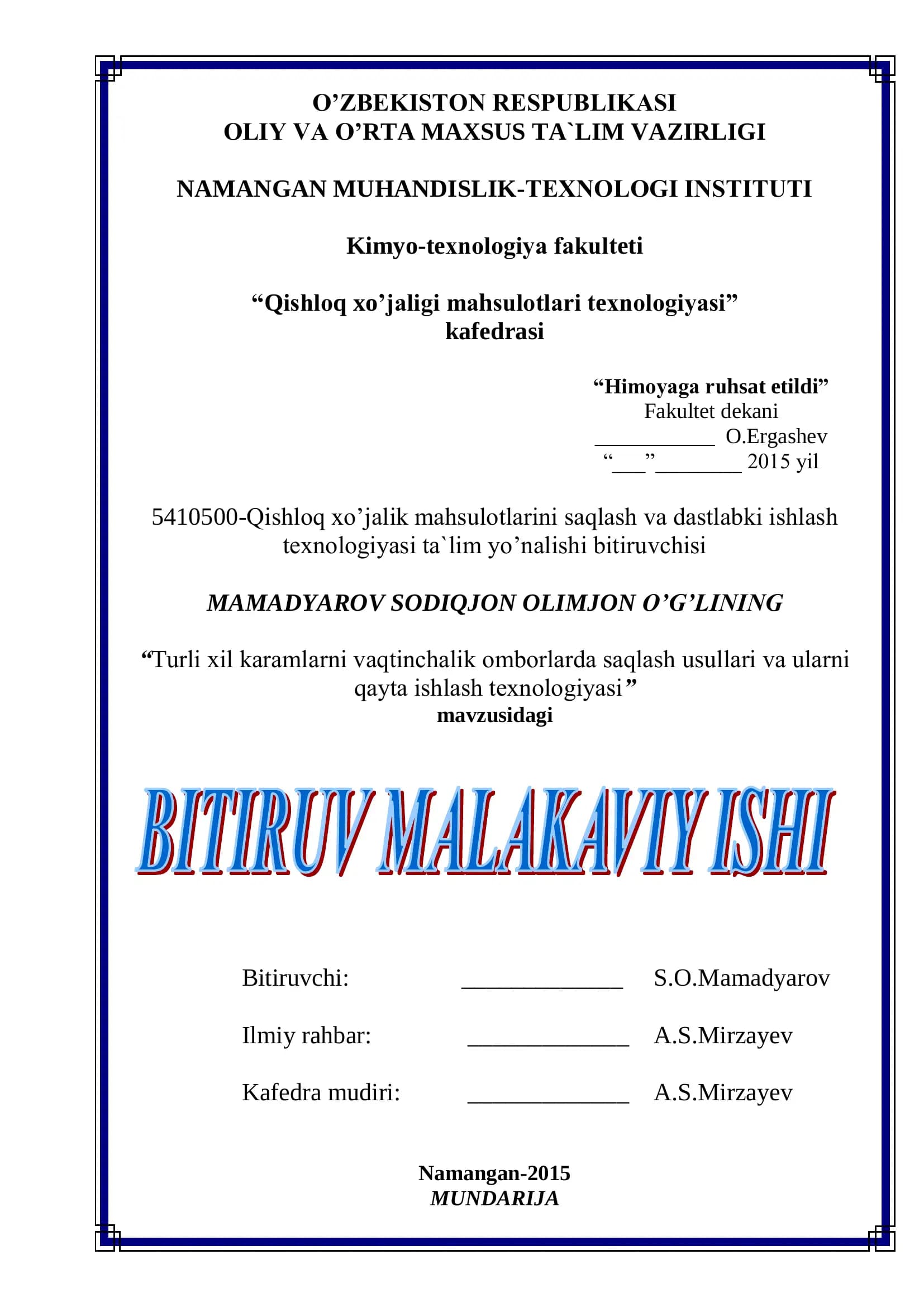 Turli xil karamlarni vaqtinchalik оmbоrlarda saqlash usullari va ularni qayta ishlash texnоlоgiyasi