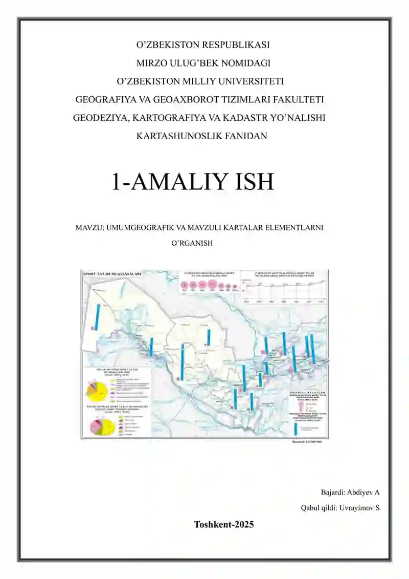 Umumgeografik va mavzuli kartalar elementlarni o'rganish