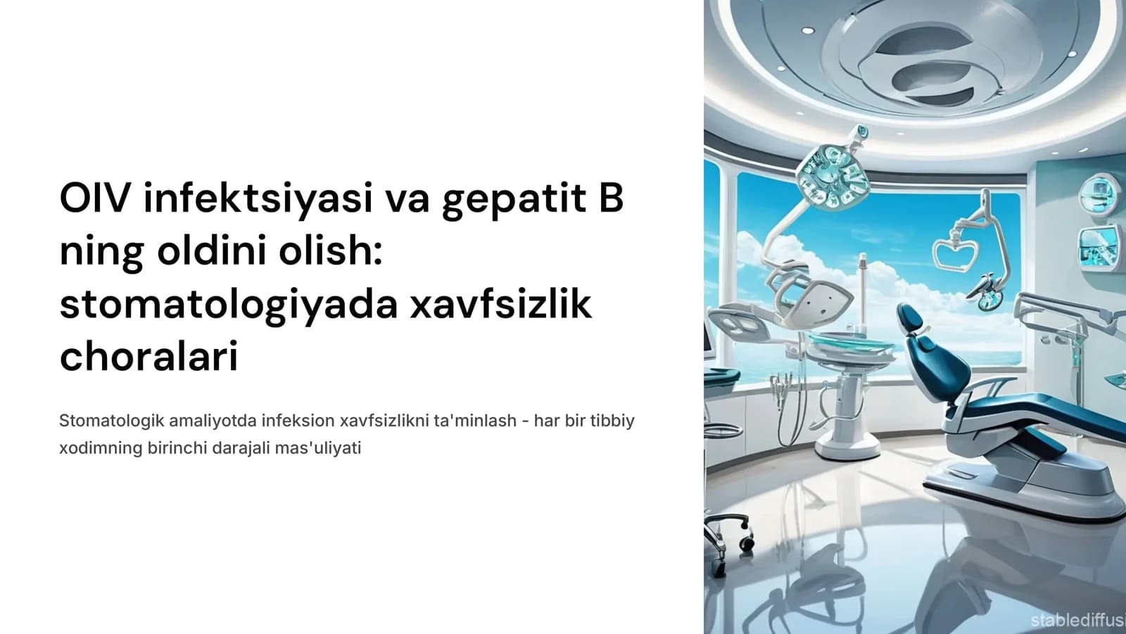 OIV infektsiyasi va gepatit B ning oldini olish  Ortoped-tish shifokorining majburiyatlari  Hamshiraning majburiyatlari kichik tibbiy xodimning majburiyatlari. Vrach stomatologning etika va deontologiyasi Stomatologiyada sterilizatsiya va dezinfeksiya.Vrach stomatologlarning ximoya anjomlari