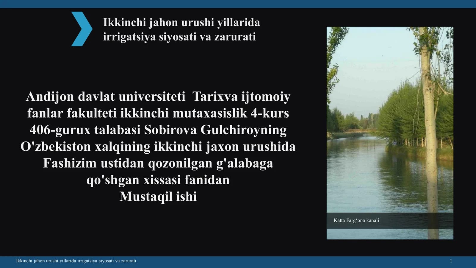 Ikkinchi jahon urushi yillarida irrigatsiya siyosati va zarurati