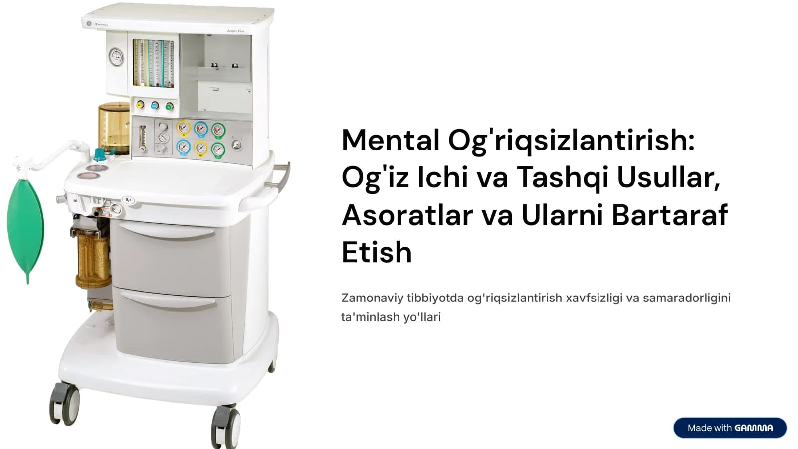 Mentаl оg’riqsizlаntirishning оg’iz ichi vа tаshqi usuli. Og’riqsizlаntirish vaqtida kuzatiladigan asoratlar va ularni bartaraf etish.