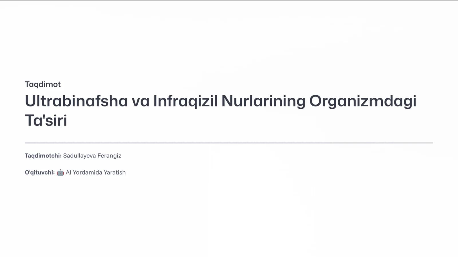 Ultrabinafsha va Infraqizil Nurlarining Organizmdagi Ta'siri
