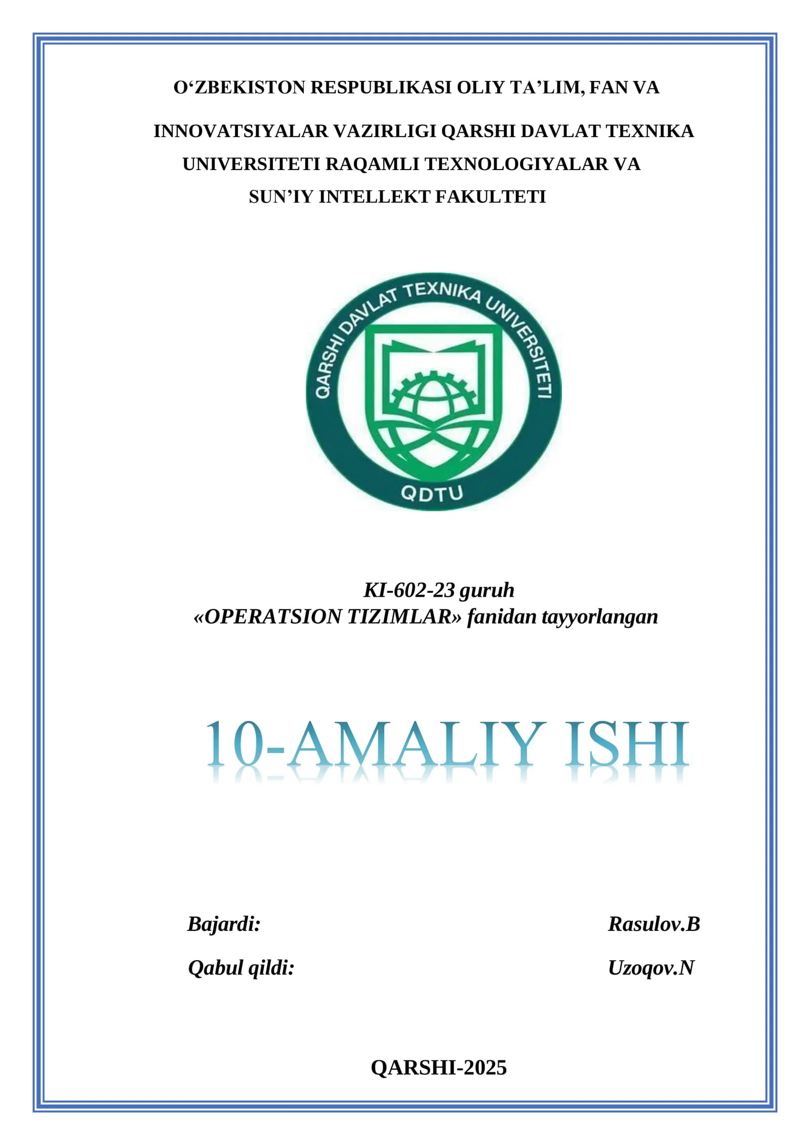 10-AMALIY ISHI: Windowsdagi tizim jarayonlari va hodisalarining auditi