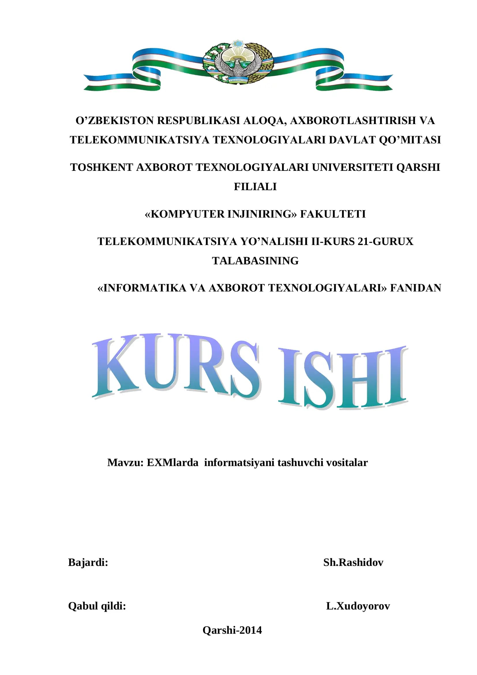 EXMlarda informatsiyani tashuvchi vositalar