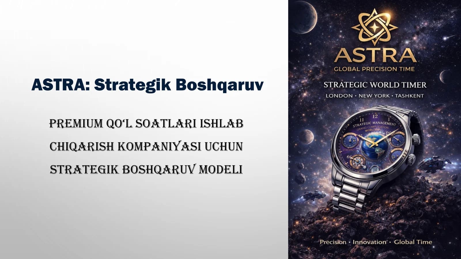ASTRA: Strategik Boshqaruv Premium qo‘l soatlari ishlab chiqarish kompaniyasi uchun strategik boshqaruv modeli ASTRA Brendi: Nom va Konseptsiya