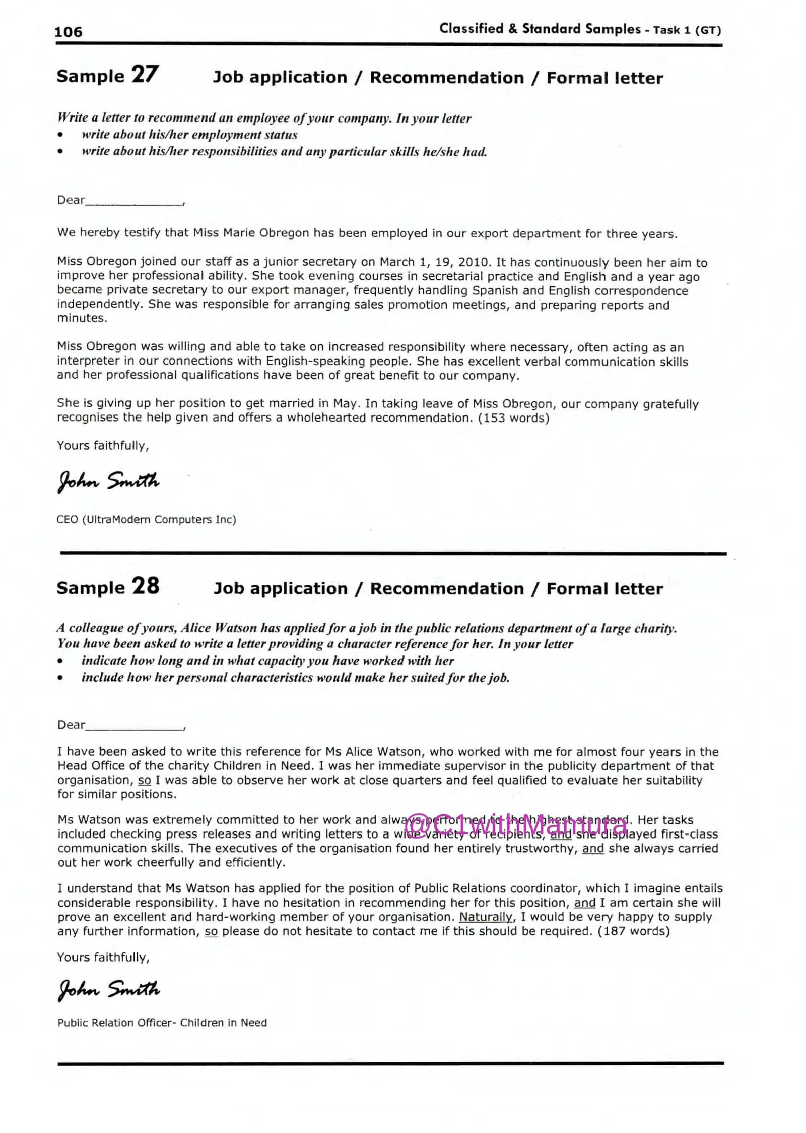 Job application I Recommendation I Formal letter