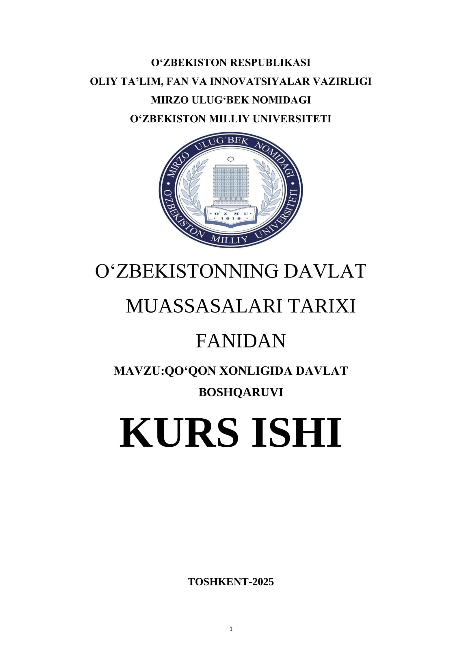 QO‘QON XONLIGIDA DAVLAT BOSHQARUVI