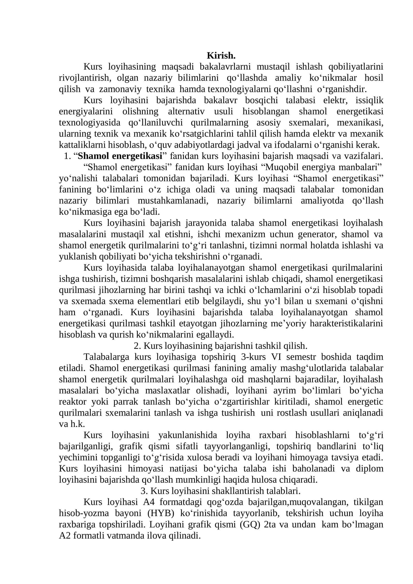 Shamol energetikasi kursi