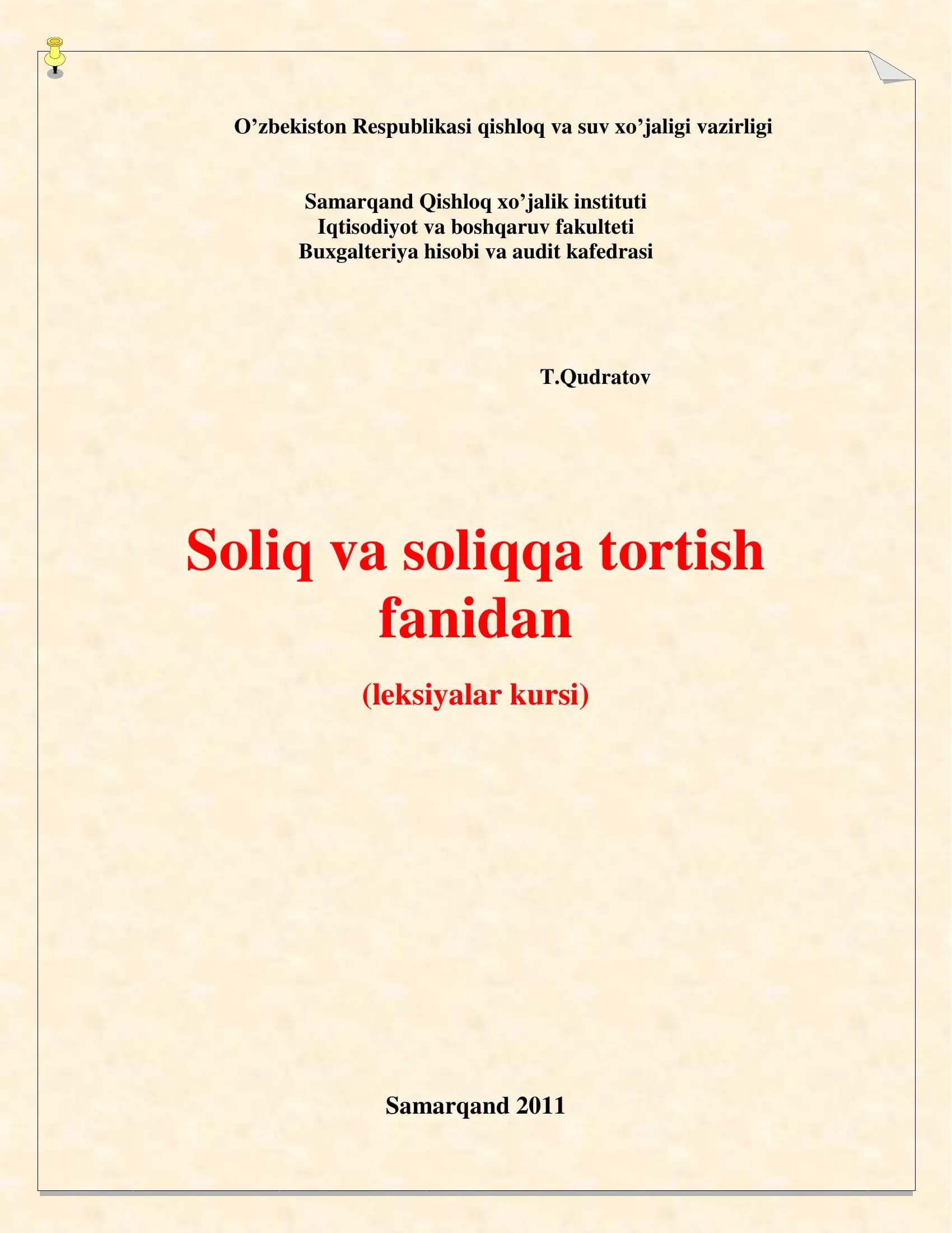 SOLIQ VA SOLIQGA TORTISH FANI DASTURI