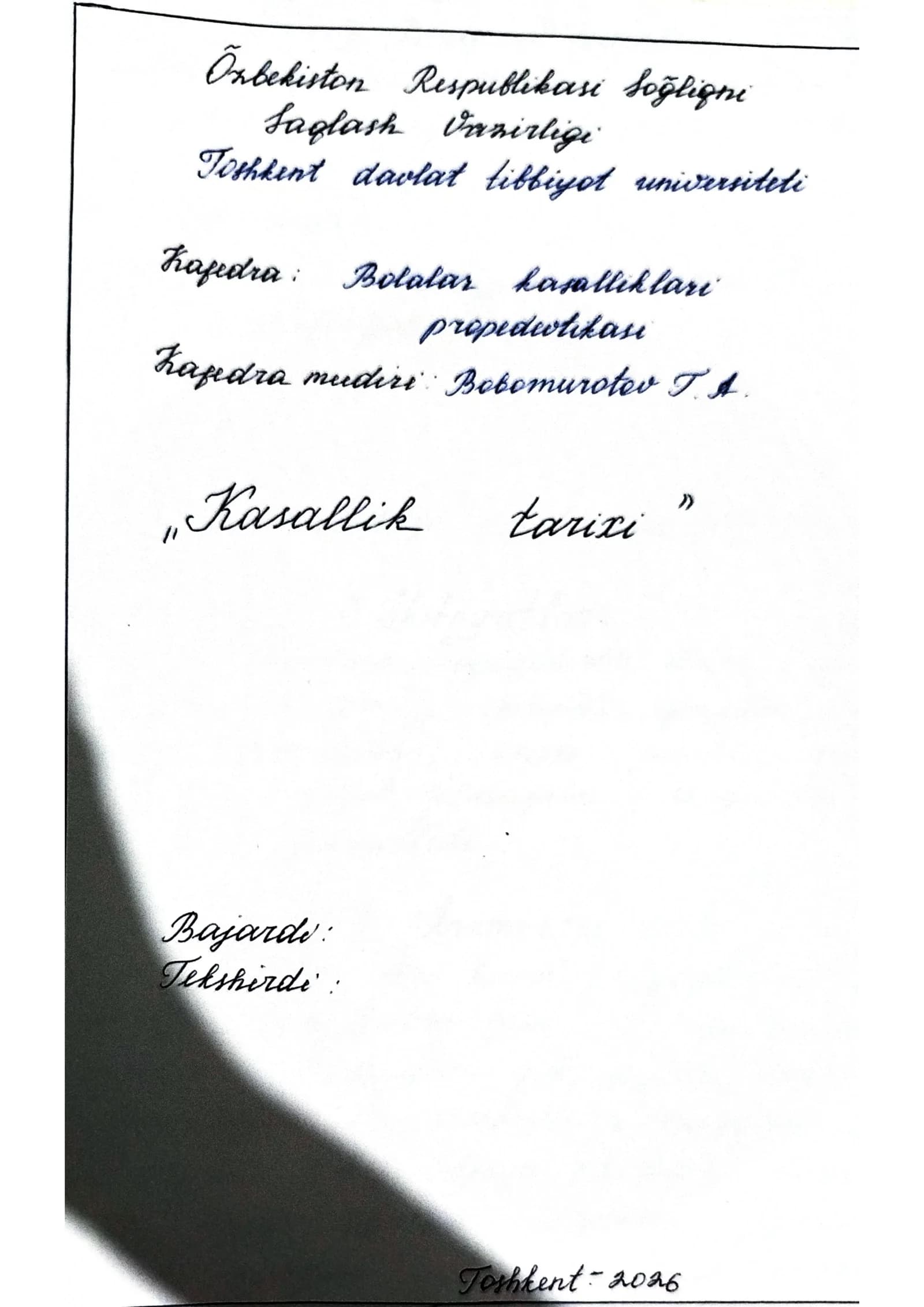 kasallik tarixi