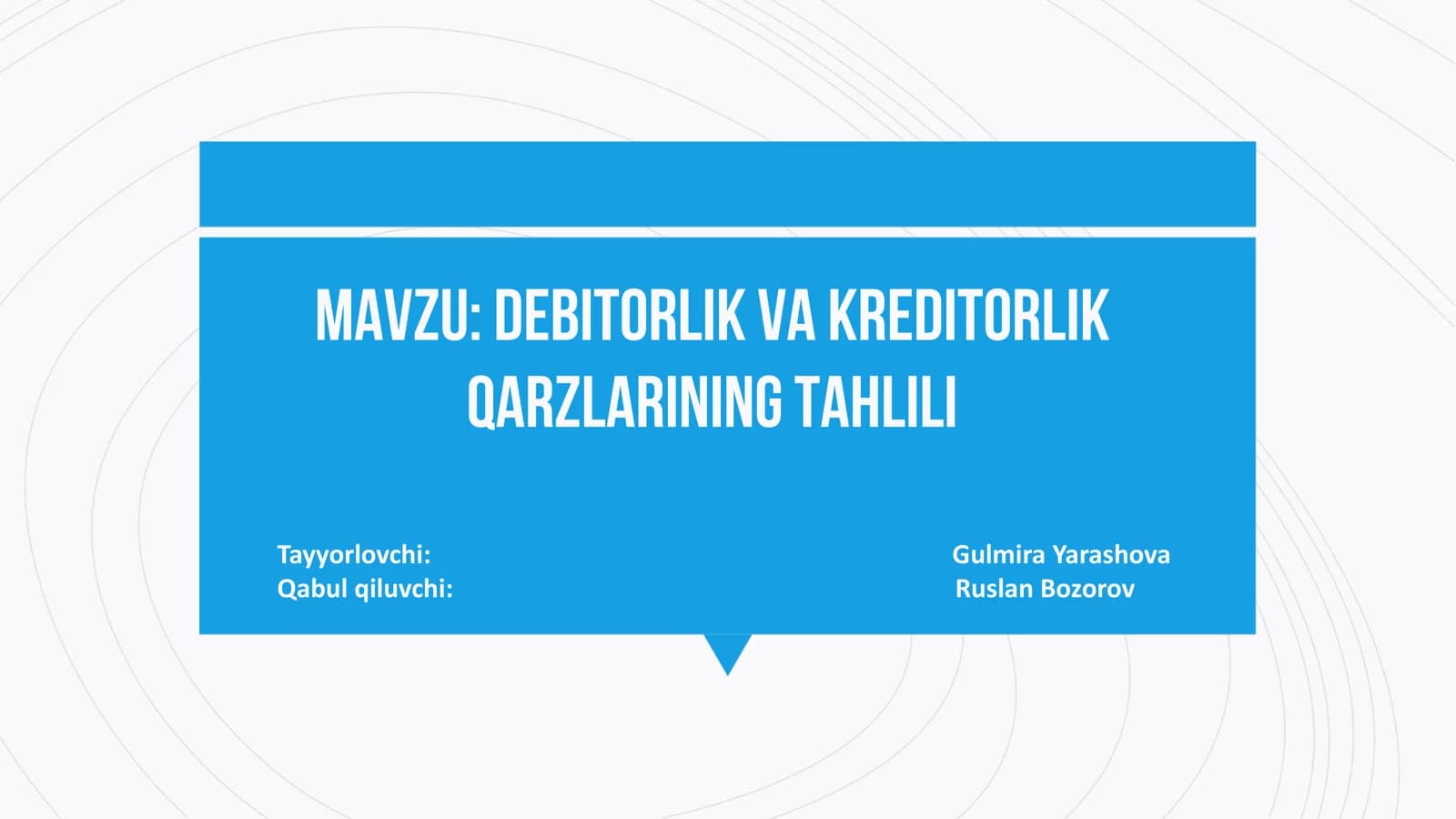 Debitorlik va kreditorlik qarzlarining tahlili
