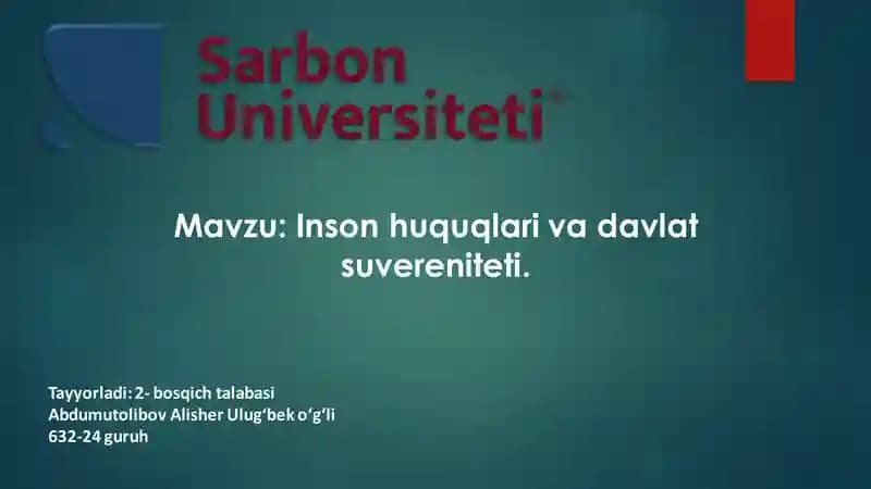 Inson huquqlari va davlat suvereniteti