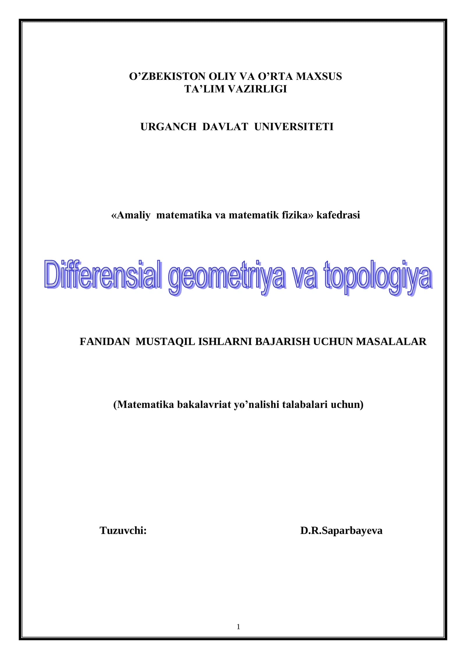 Differensial geometriya va topologiya