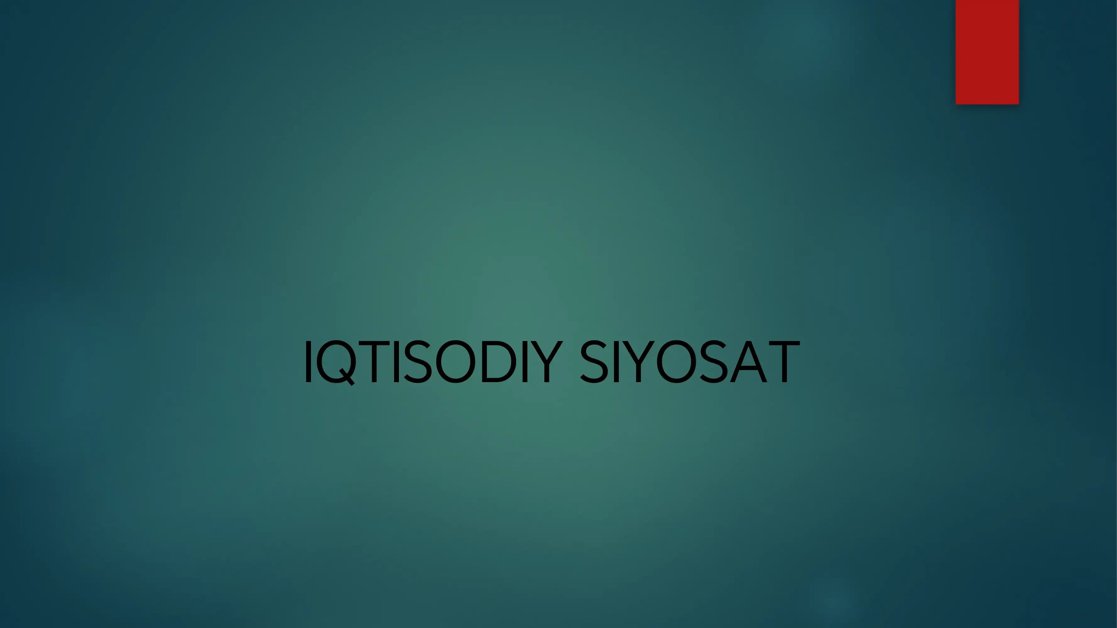 Iqtisodiy siyosat