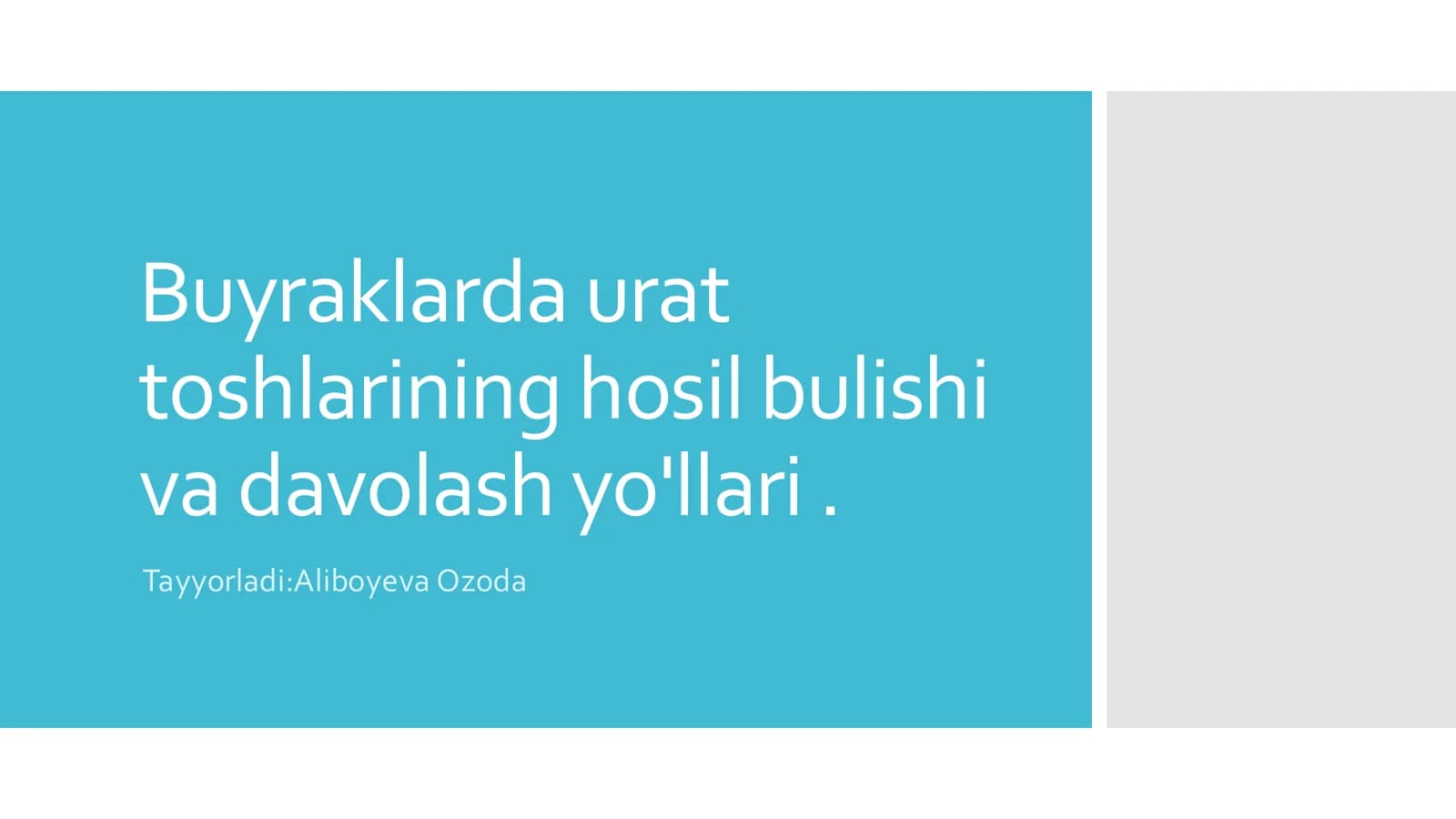 Buyraklarda urat toshlarining hosil bulishi va davolash yo'llari