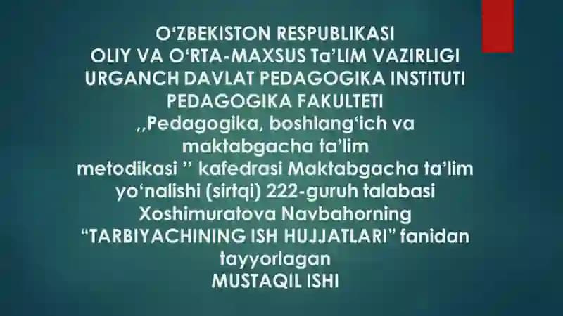 Bolalar davomatini qayd etish daftari