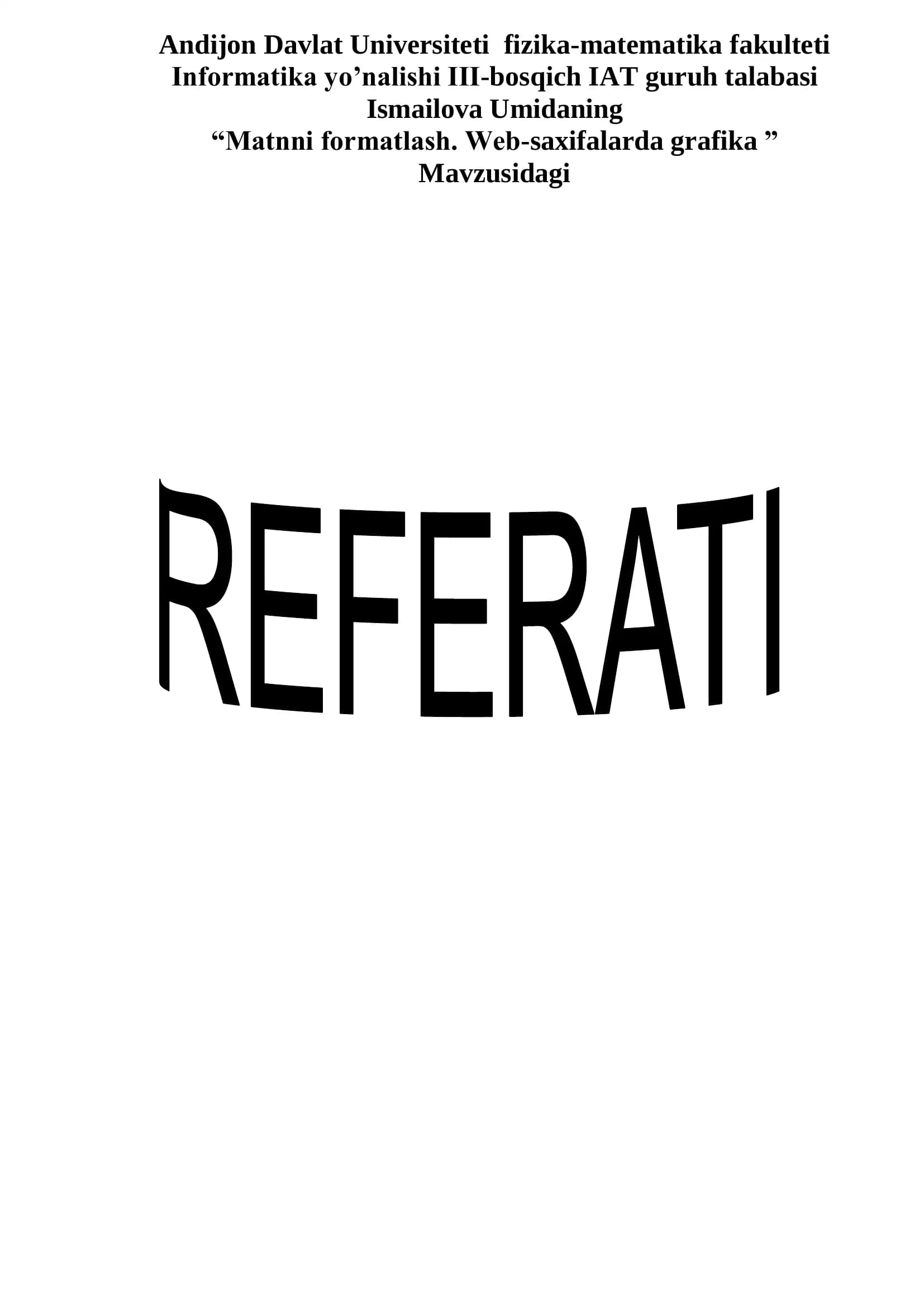 Matnni formatlash. Wеb-saxifalarda grafika