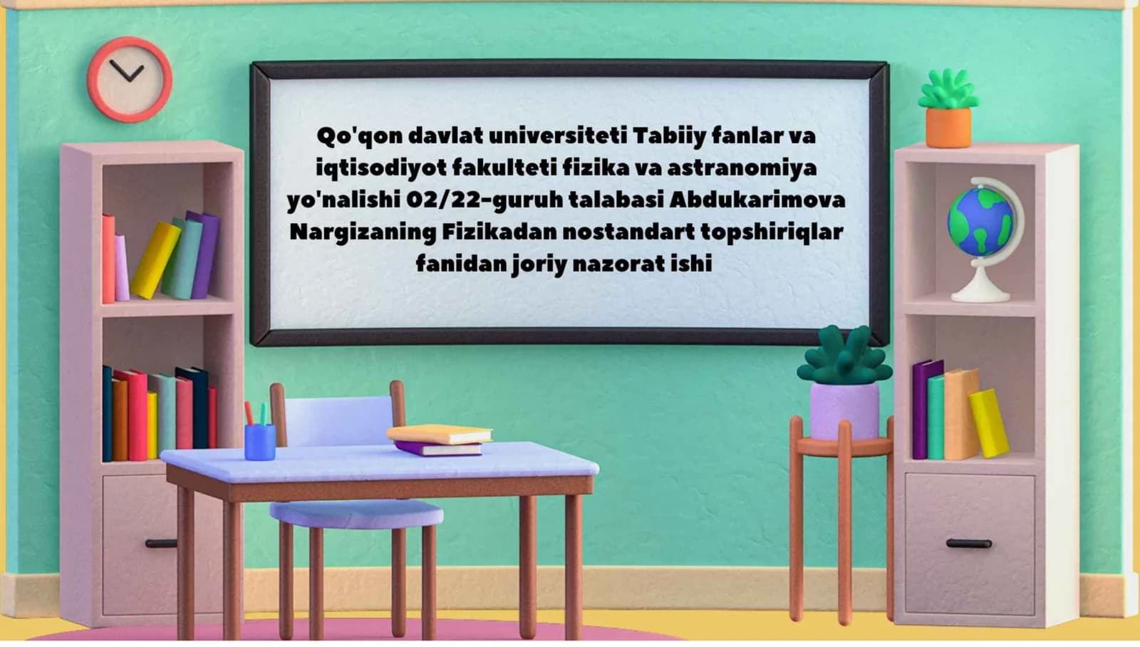 fizikadan nostandart topshiriqlar