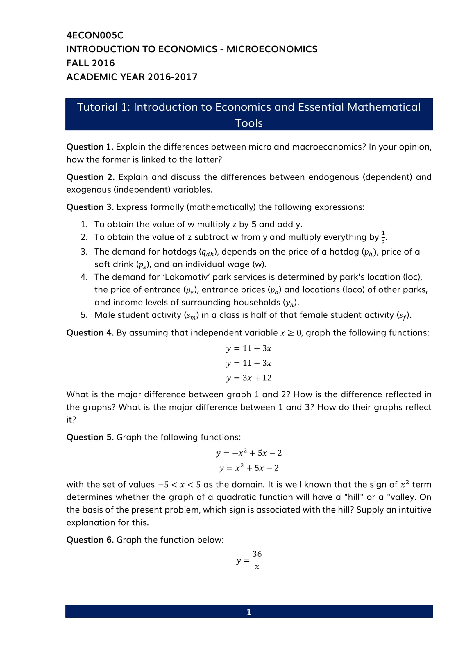 INTRODUCTION TO ECONOMICS - MICROECONOMICS