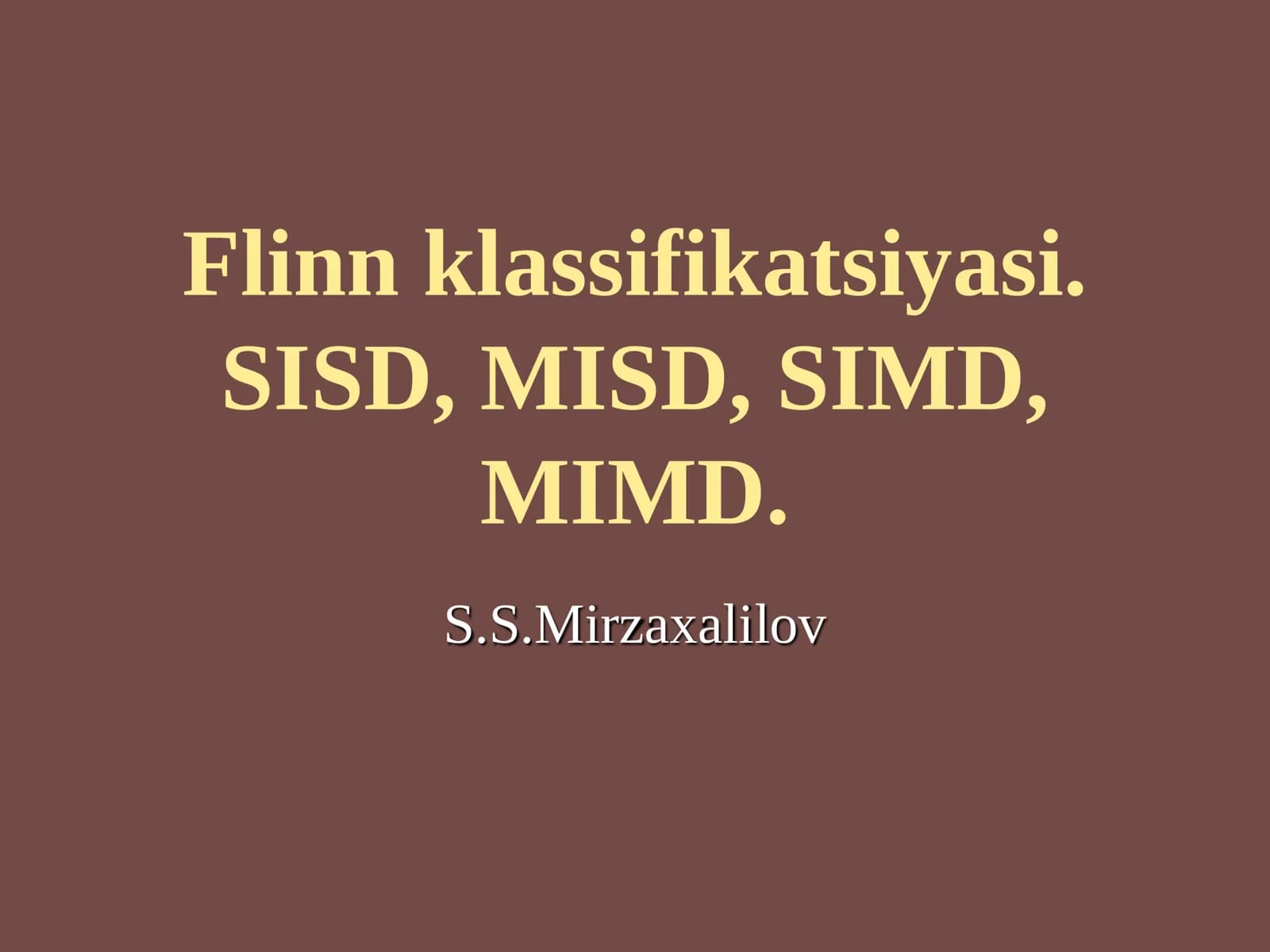 Flinn klassifikatsiyasi