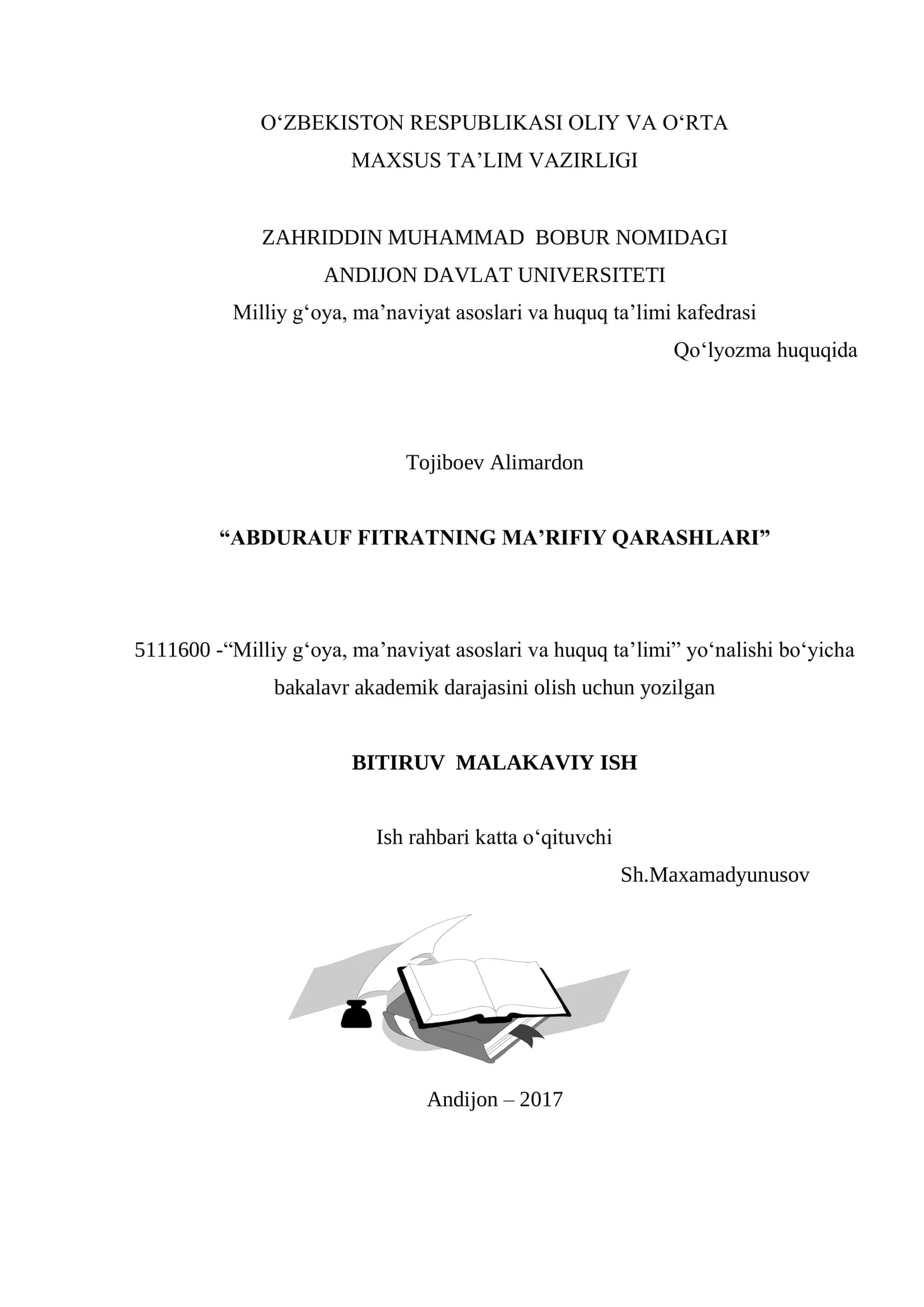 ABDURAUF FITRATNING MA’RIFIY QARASHLARI