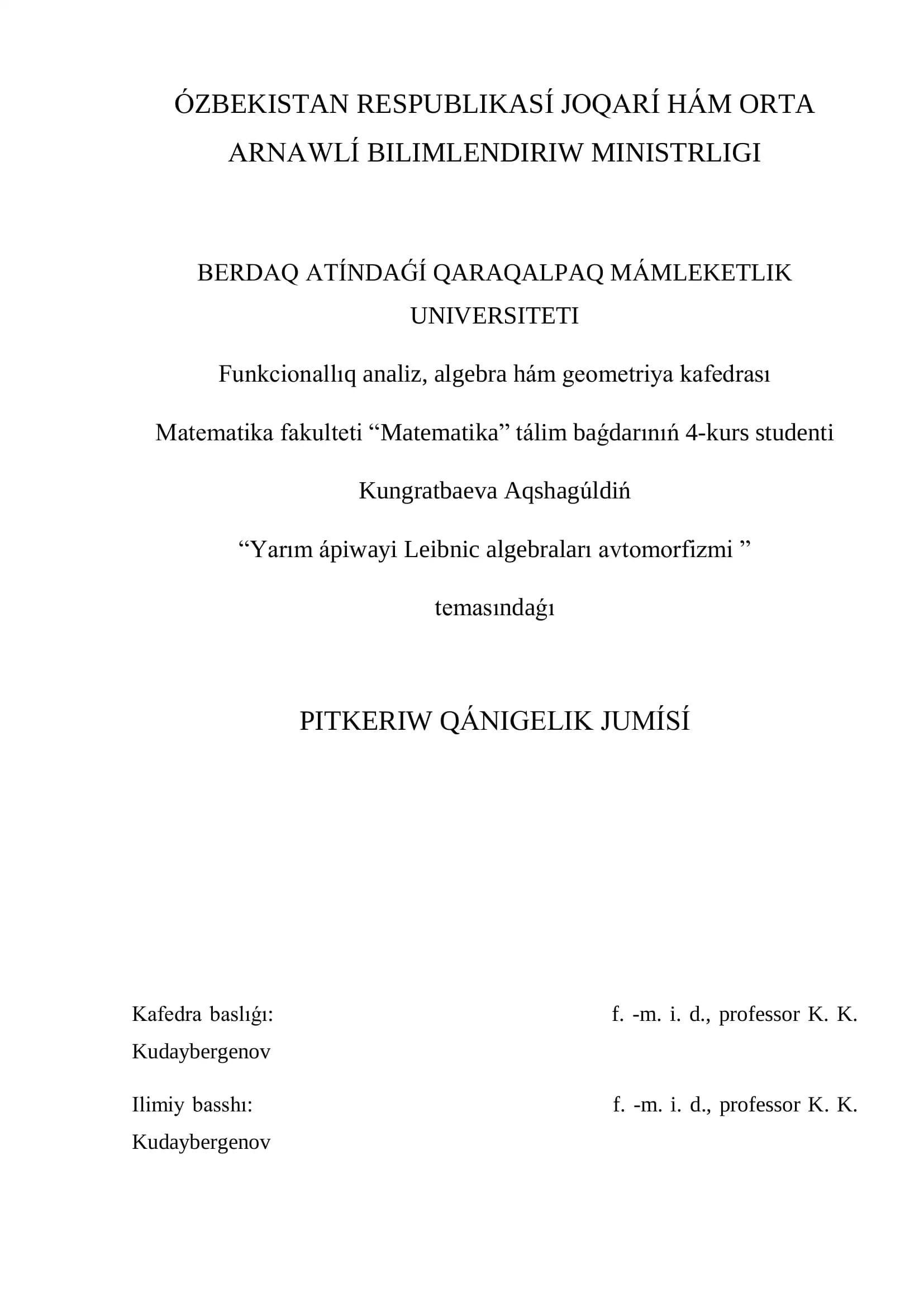 Yarım ápiwayi Leibnic algebraları avtomorfizmi