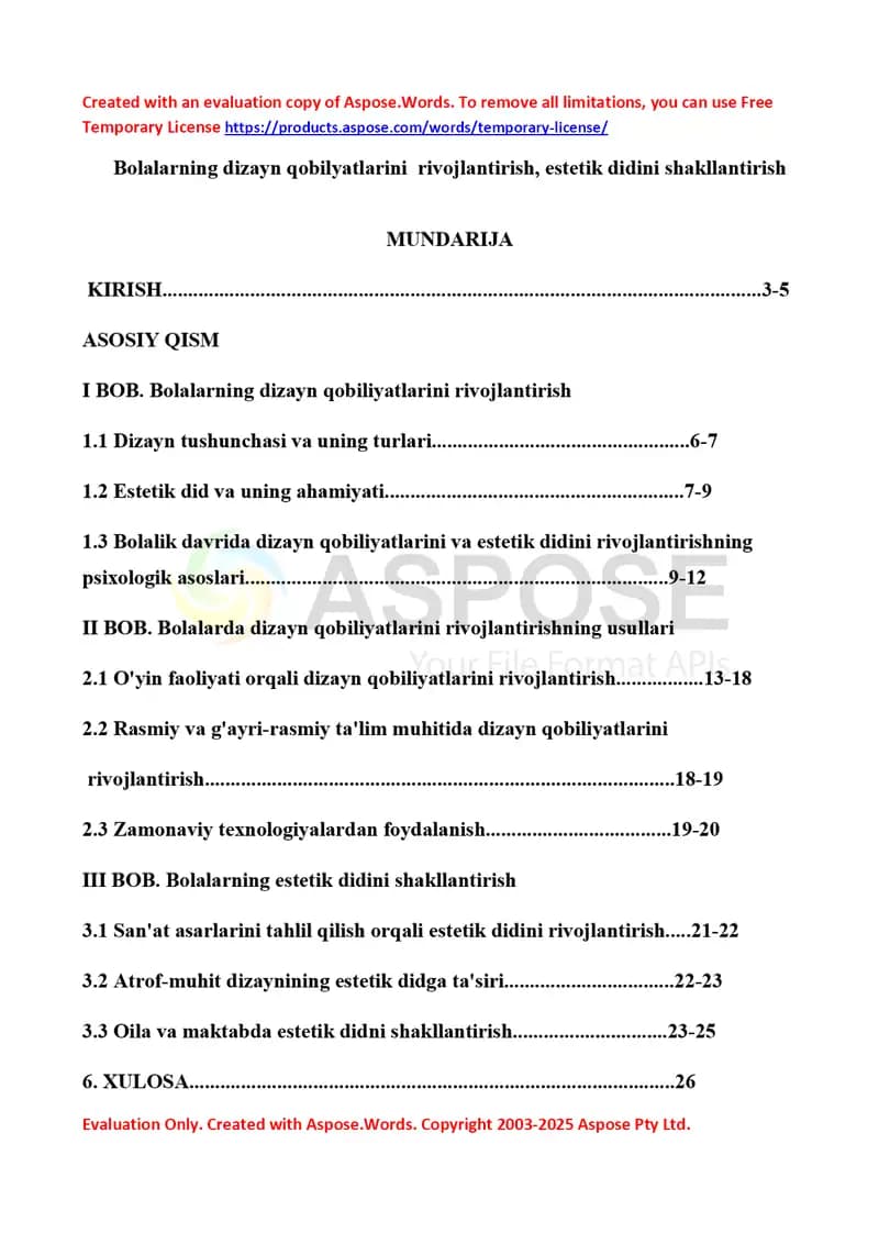 Bolalarning dizayn qobiliyatlarini rivojlantirish va estetik didini shakllantirish