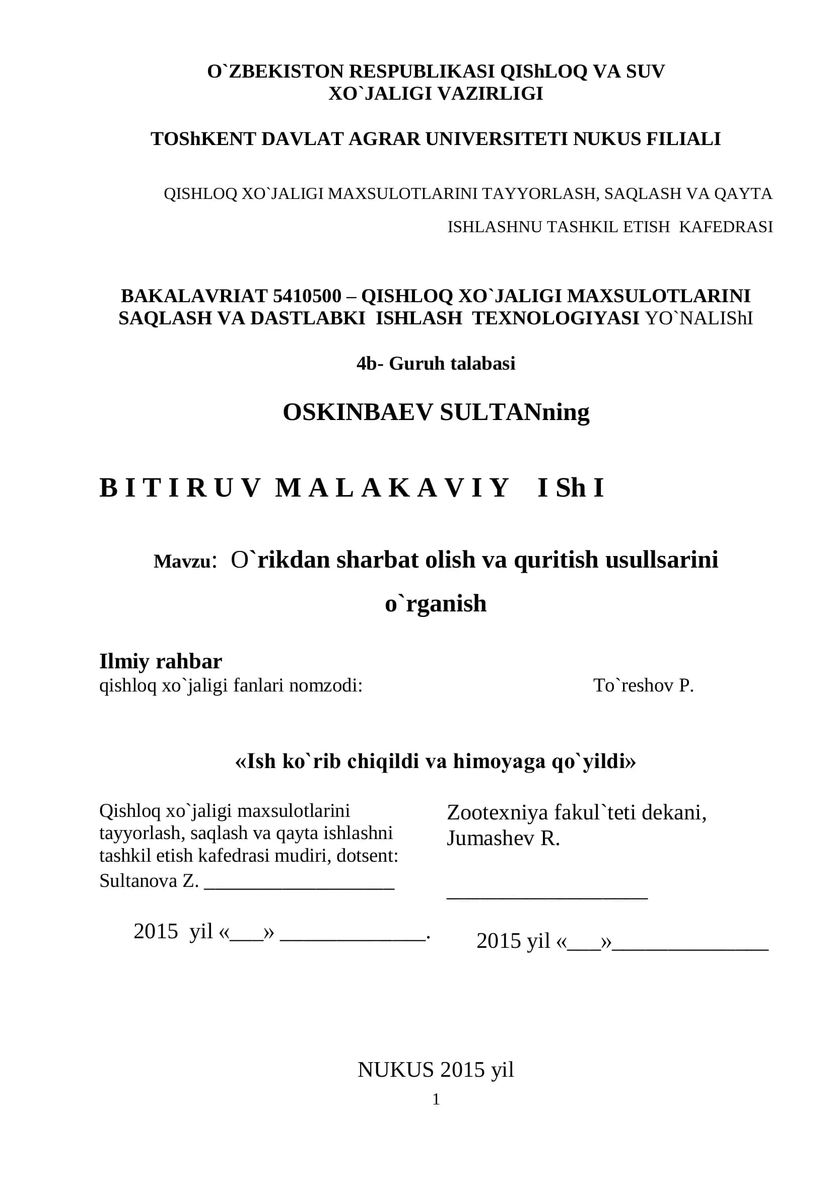O`rikdan sharbat olish va quritish usullsarini