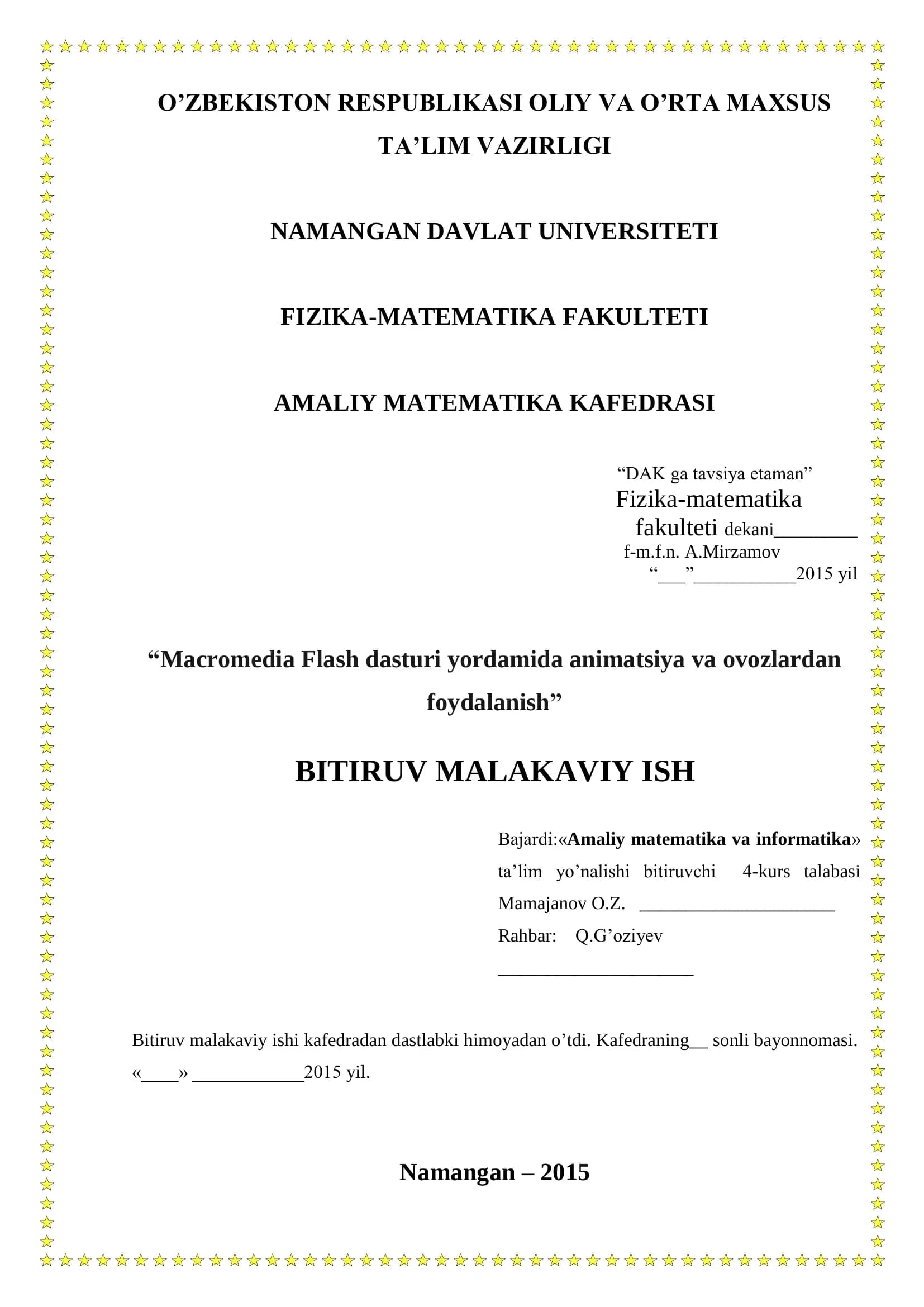 Macromedia Flash dasturi yordamida animatsiya va ovozlardan foydalanish