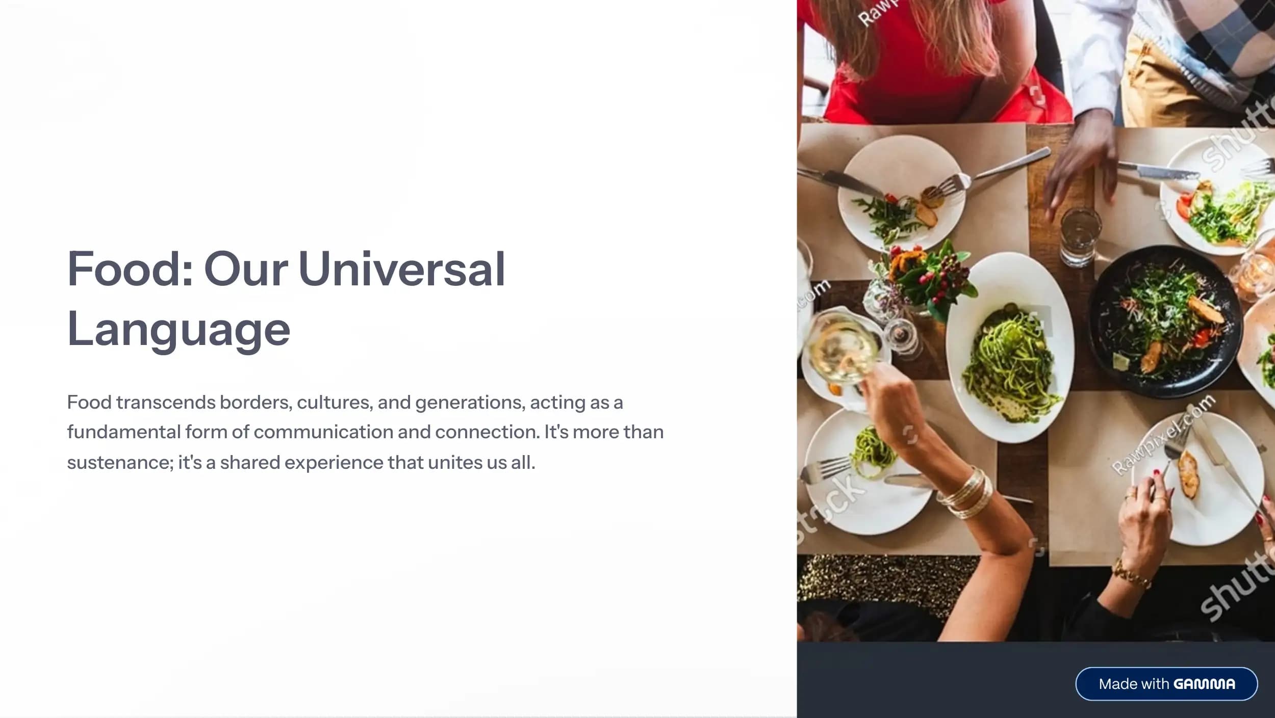 Food: Our Universal Language