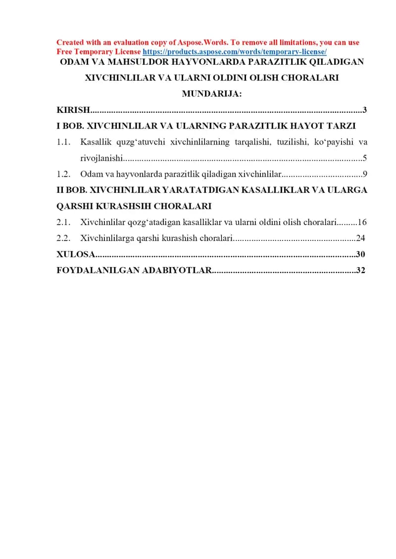 Odam va mahsuldor hayvonlarda parazitlik qiladigan xivchinlilar va ularni oldini olish choralari