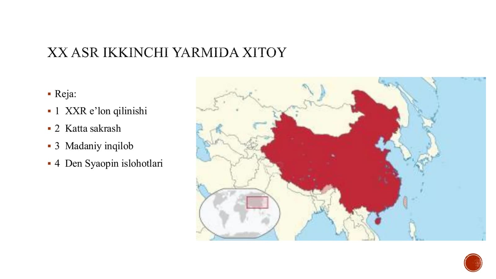 XX asr ikkinchi yarmida Xitoy