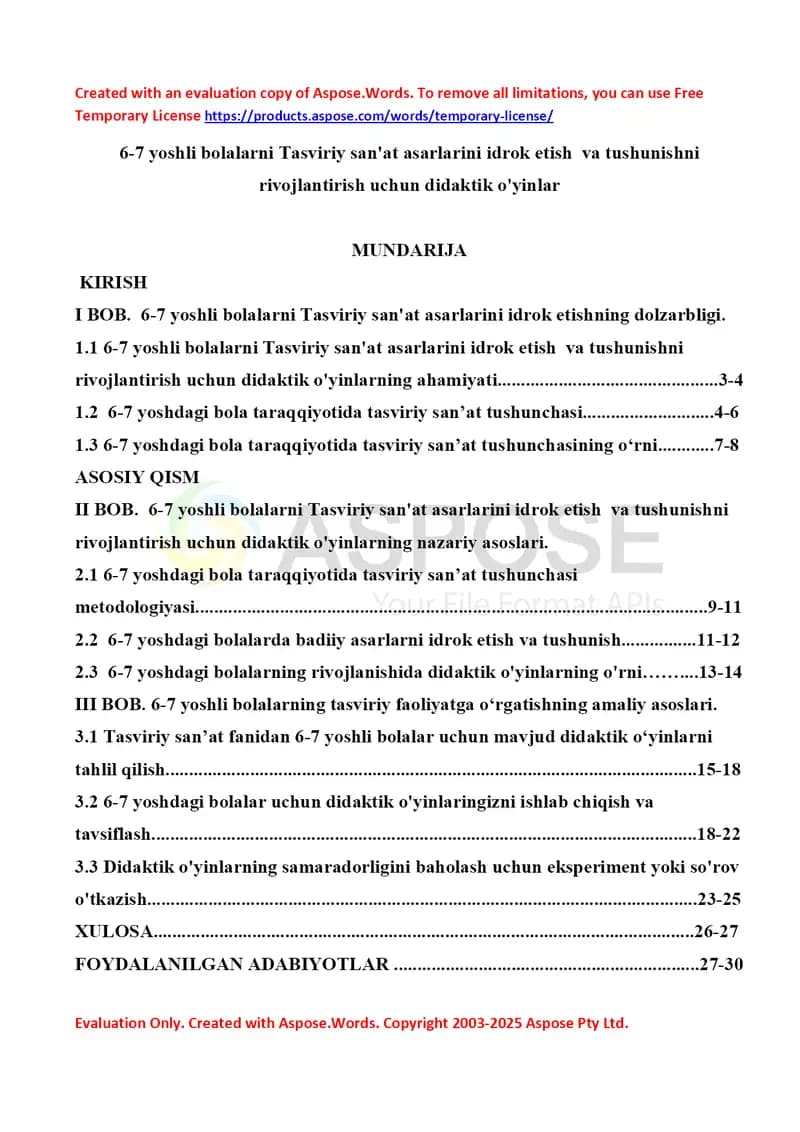 6-7 yoshli bolalarda tasviriy san’at asarlarini idrok etish va tushunishni rivojlantirish uchun didaktik o‘yinlar