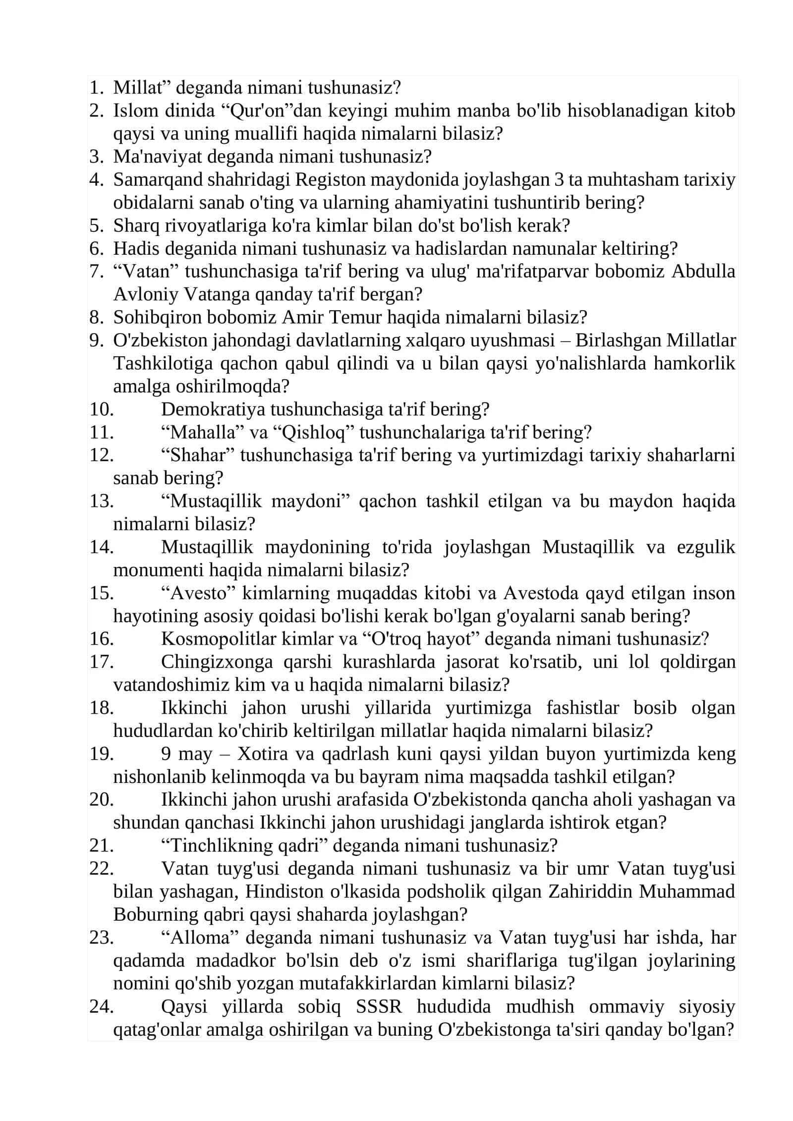Ichki ishlarga kiruvchilar uchun test savollari 2026