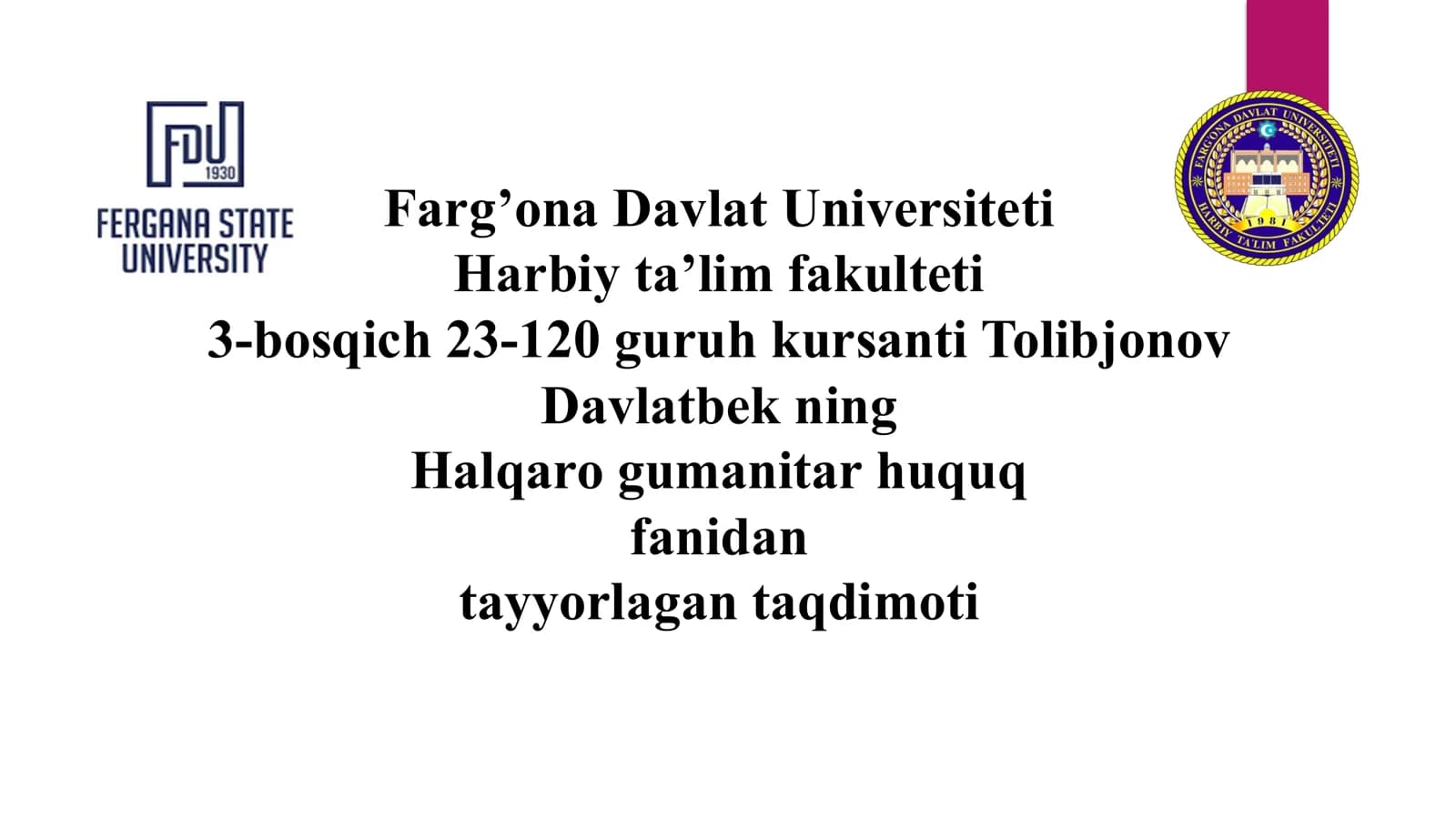 Qurolli to'qnashuvlar huquqiga daxldor bo'lgan shaxslar va ob'ektlarning asosiy toifalari