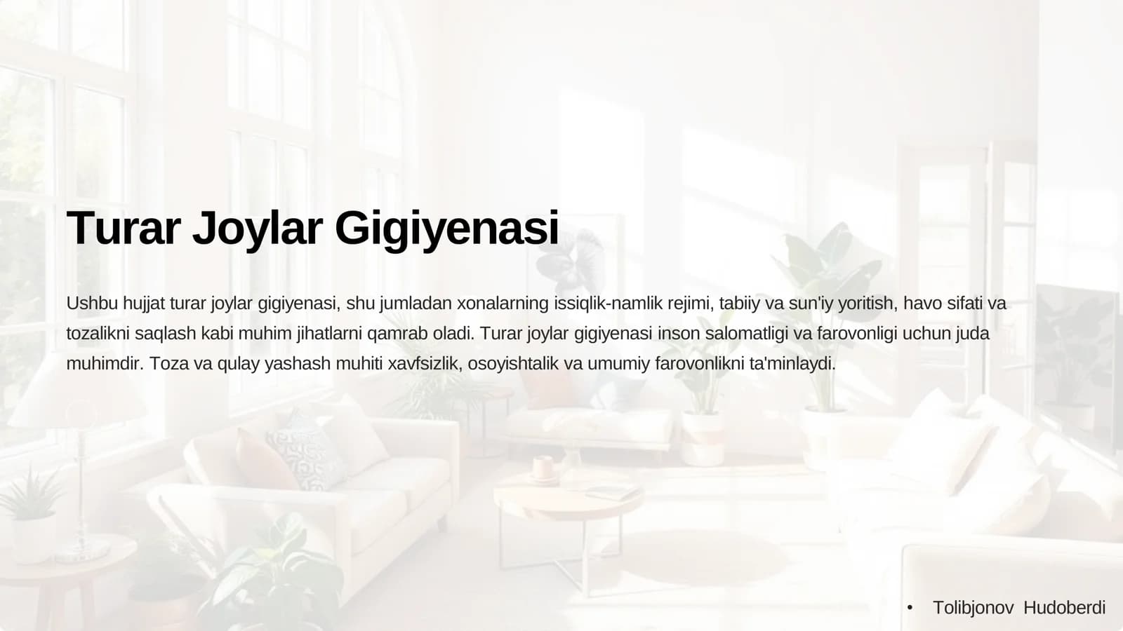 Turar Joylar Gigiyenasi