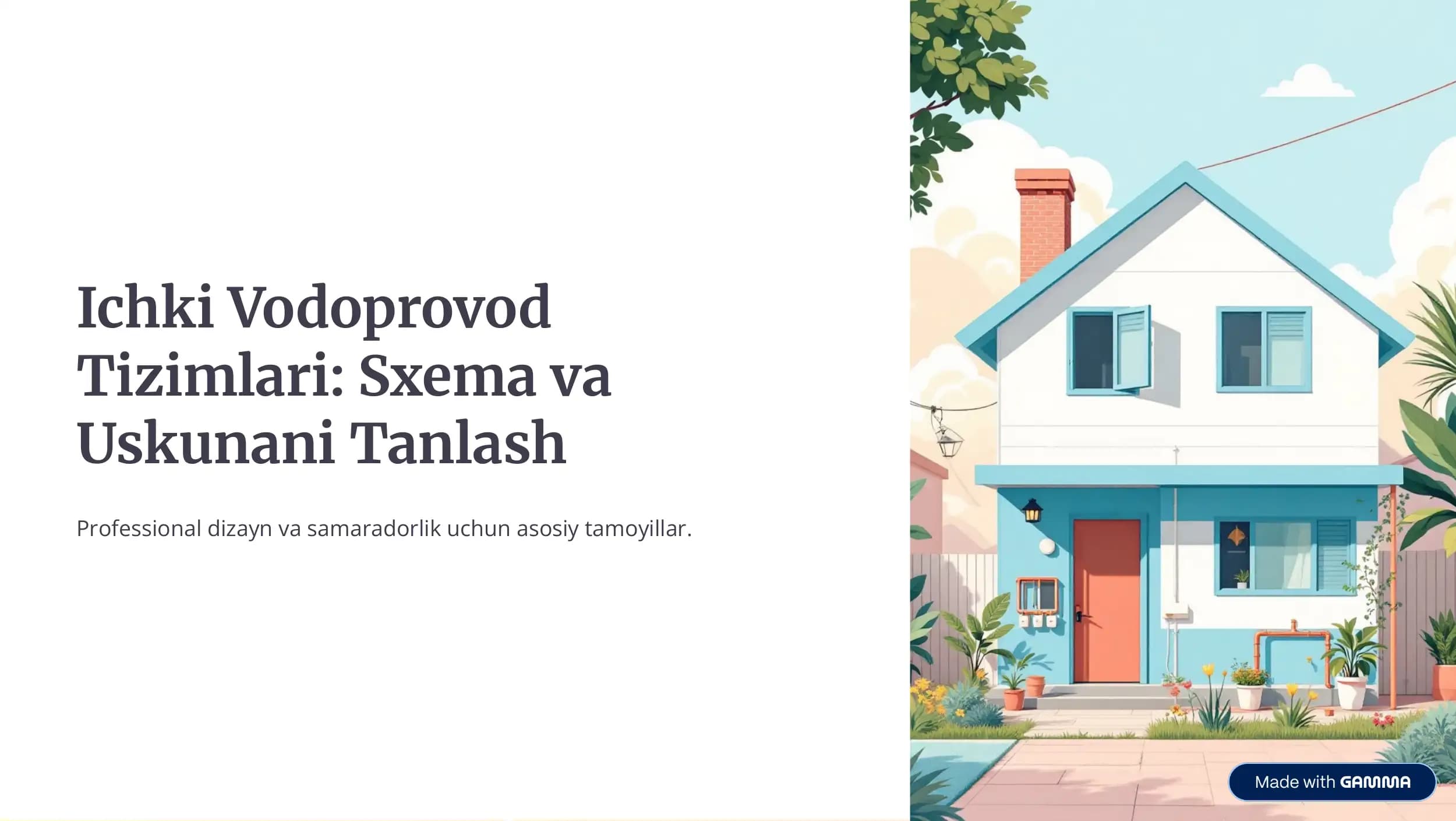 ichki vodoprovod tizimlari sxemasi va uskunalarni tanlash