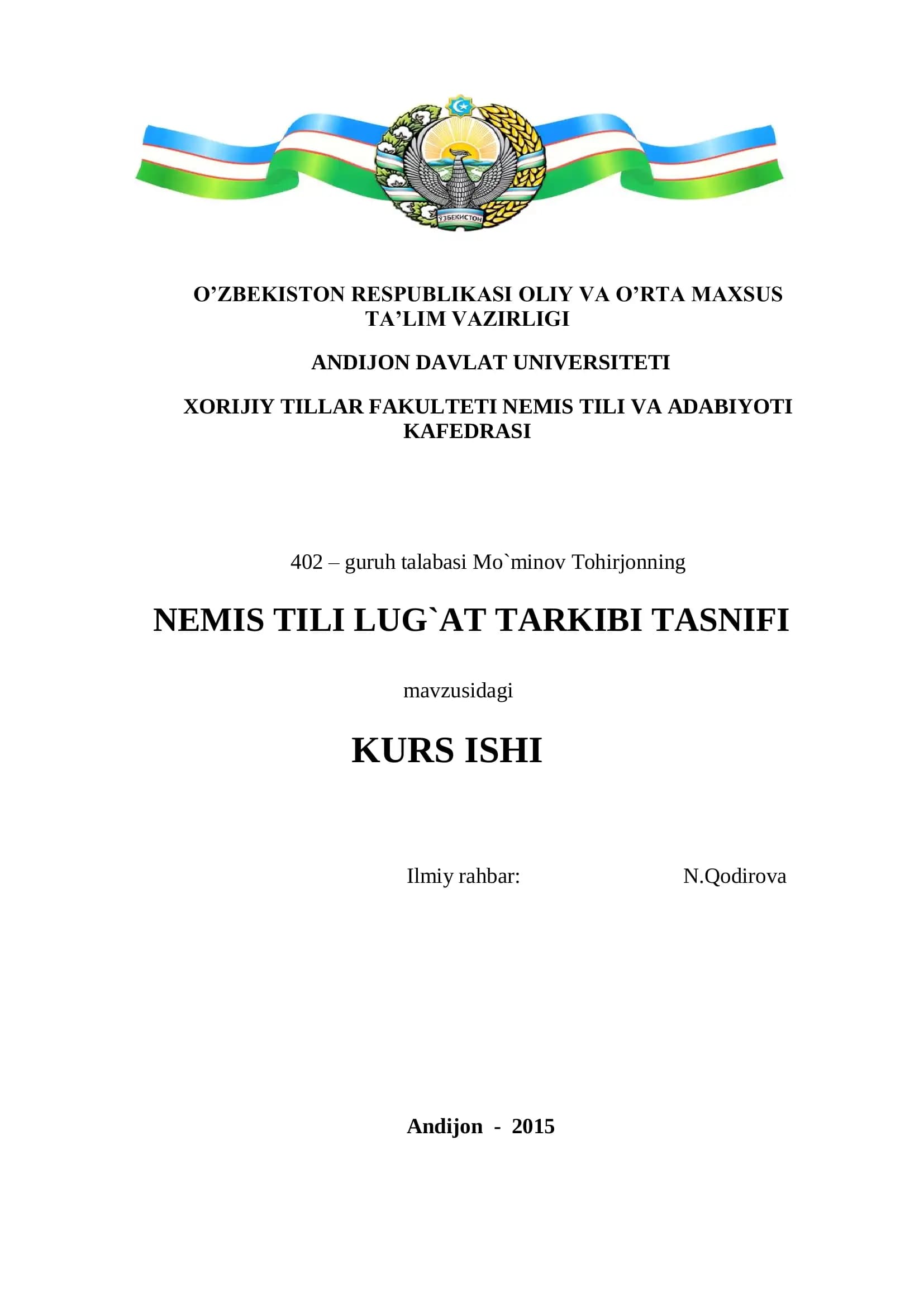 NEMIS TILI LUG`AT TARKIBI TASNIFI