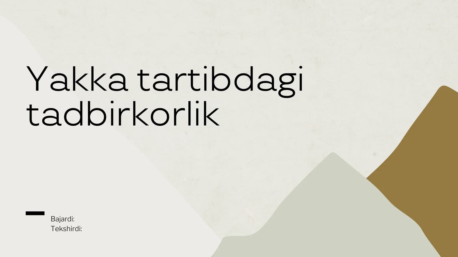 Yakka tartibdagi tadbirkorlik
