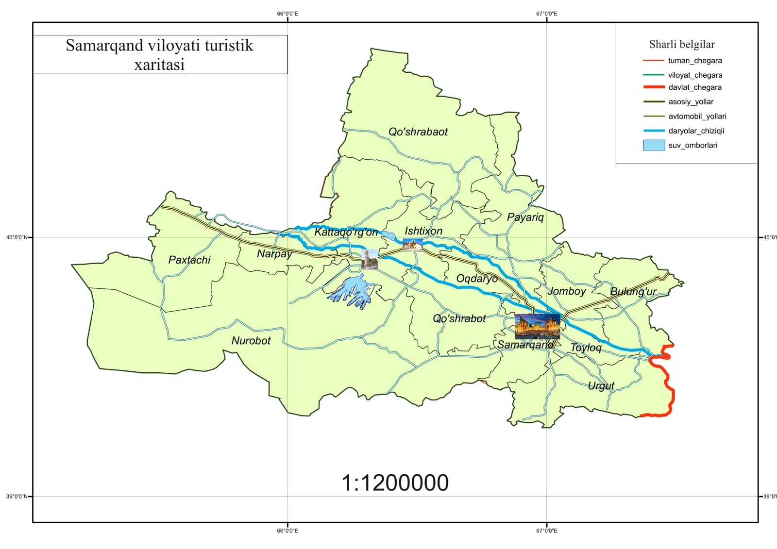 Samarqand viloyati turistik xaritasi