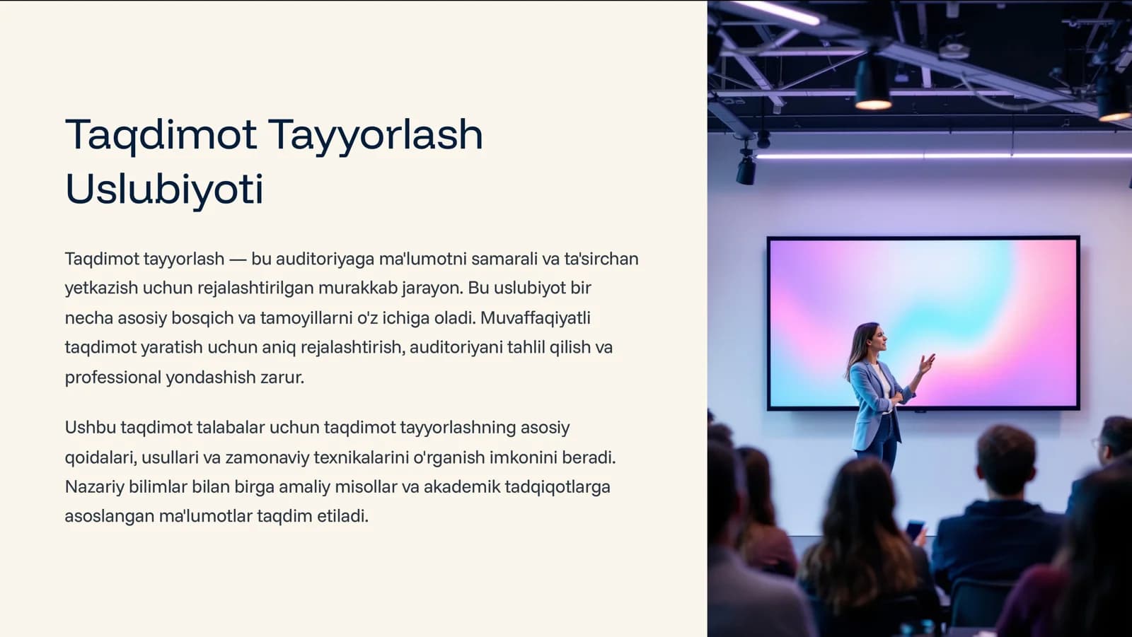 Taqdimot Tayyorlash Uslubiyoti
