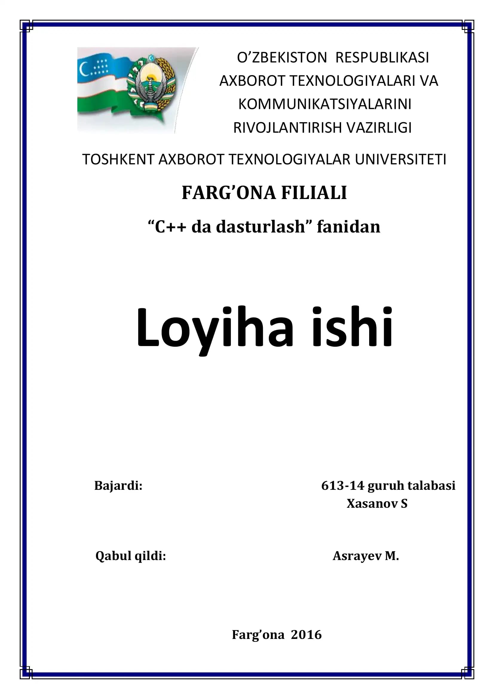 Muzey expanatlarini ro’yxatga olish dasturiy ta’minotini yaratish