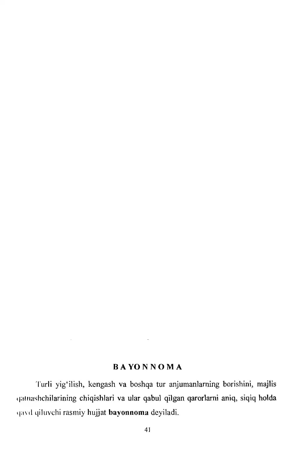 Bayonnoma qoida va namunalar
