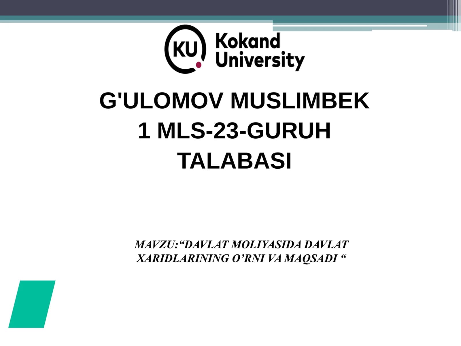 DAVLAT XARIDLARINING O’RNI VA MAQSADI