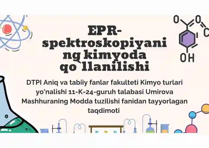 EPR spektroskopiyasining kimyoda qo'llanishi