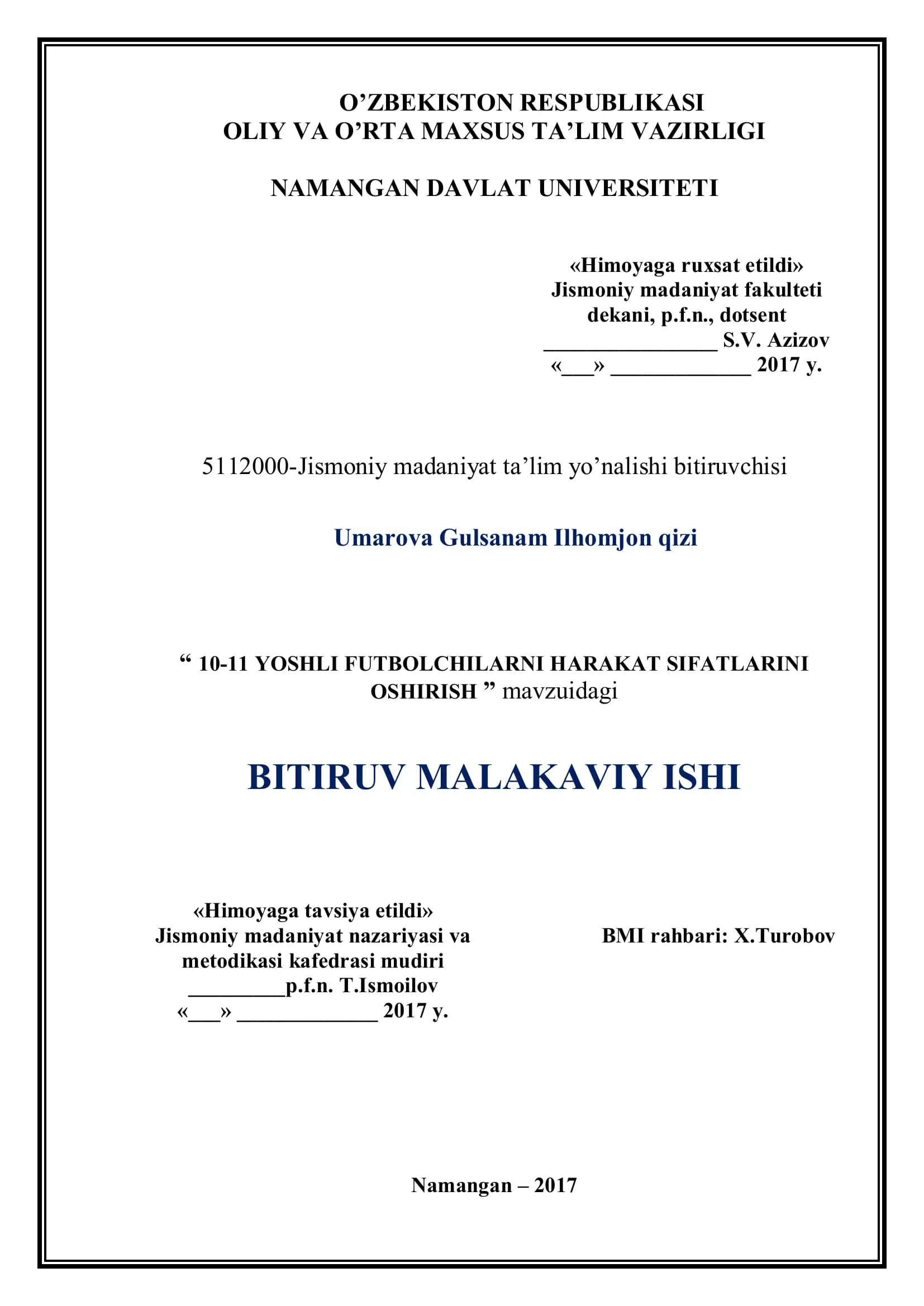 10-11 YOSHLI FUTBOLCHILARNI HARAKAT SIFATLARINI OSHIRISH