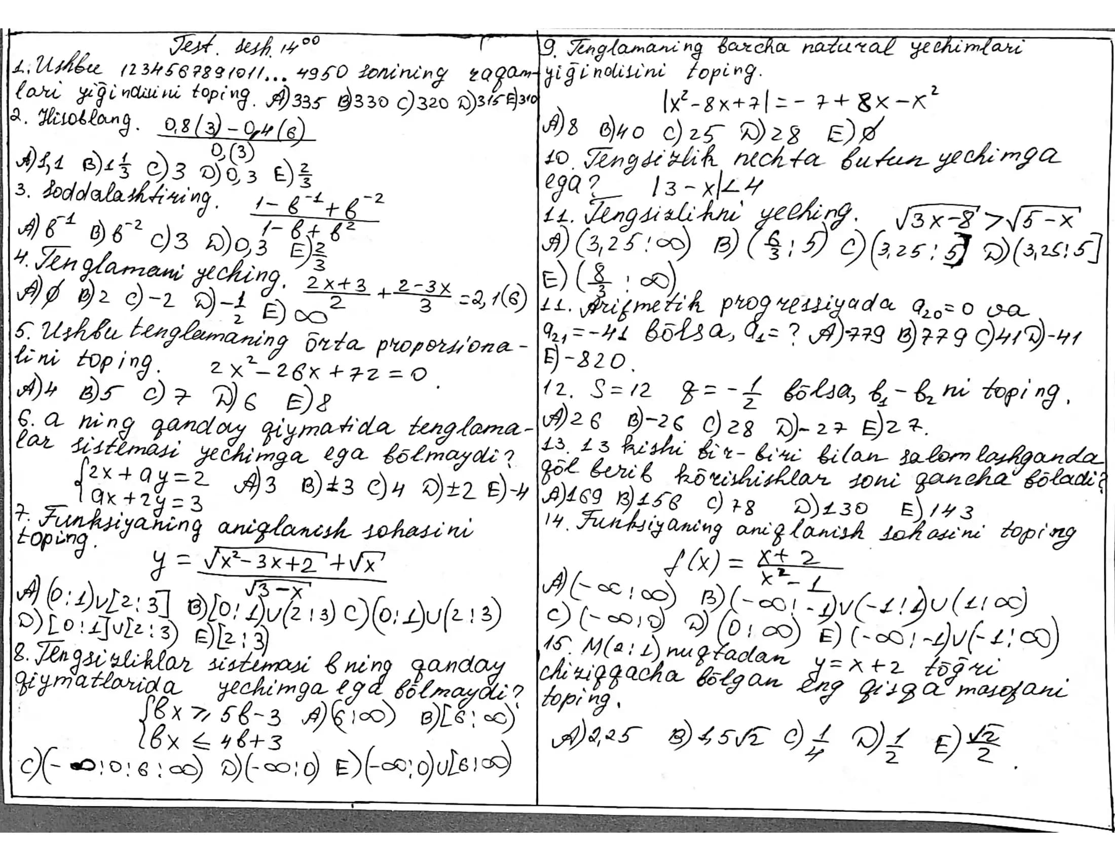 matematika test